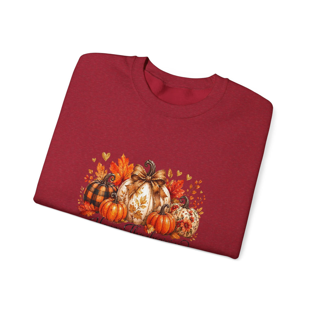 Thanksgiving Pumpkin Crewneck Sweatshirt — Happy Thanksgiving Harvest Design