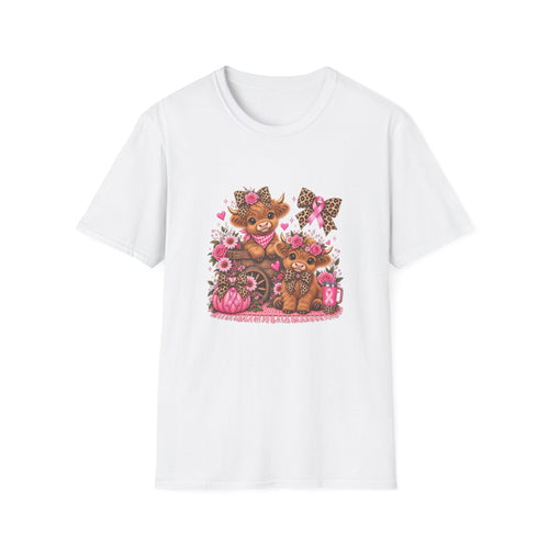 Breast Cancer Awareness Highland Cow T-Shirt