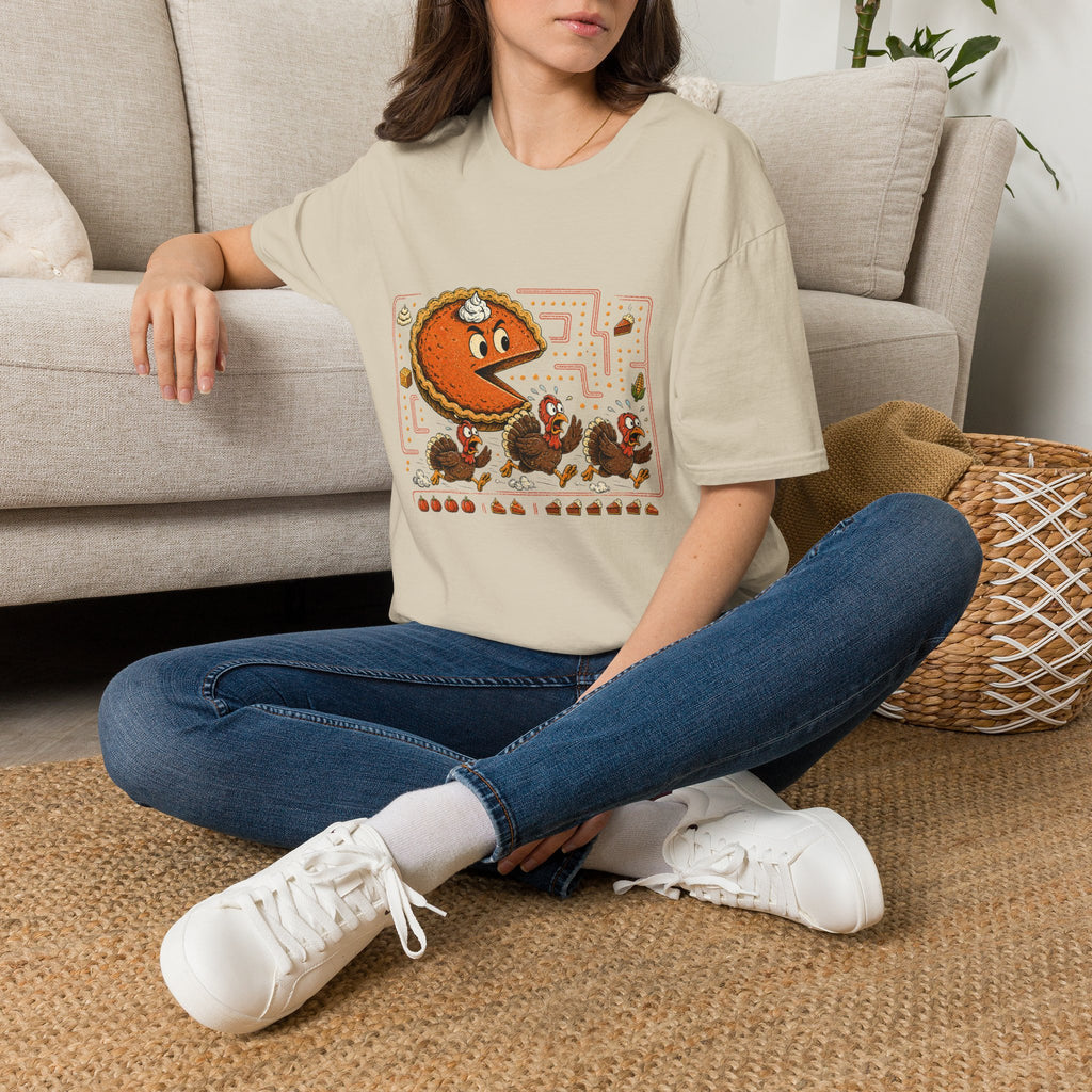 Retro Pie Monster T-Shirt — Funny Pac-Maze Dessert Gamer Tee