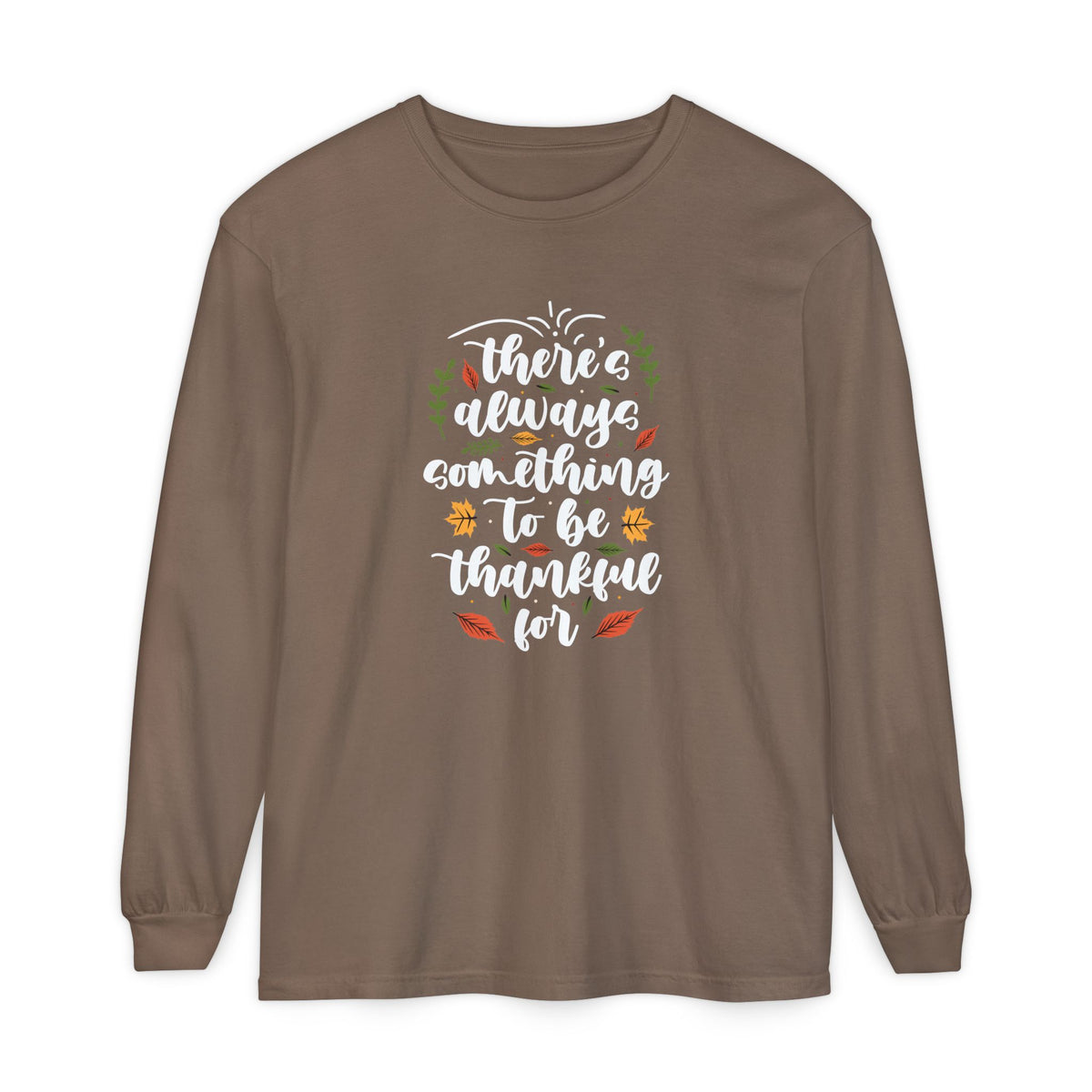 Thankful For Crewneck Long Sleeve Tee — Fall Thanksgiving Gratitude Shirt