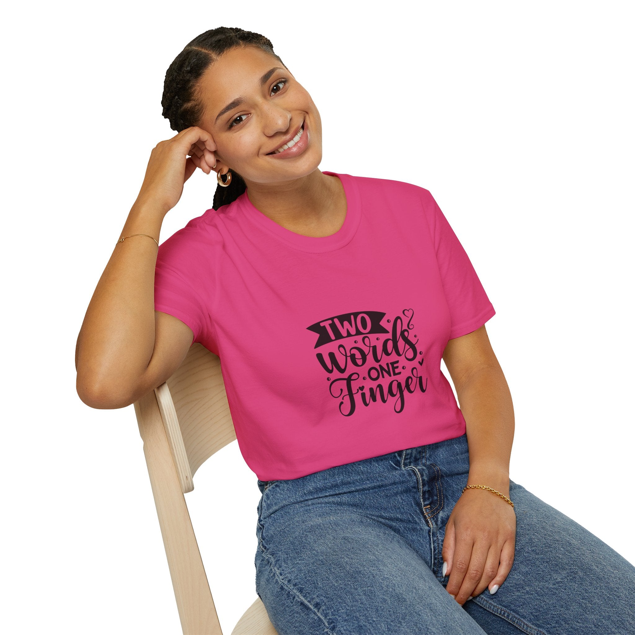 Graphic Tee — "Two Words One Finger" Funny T-Shirt