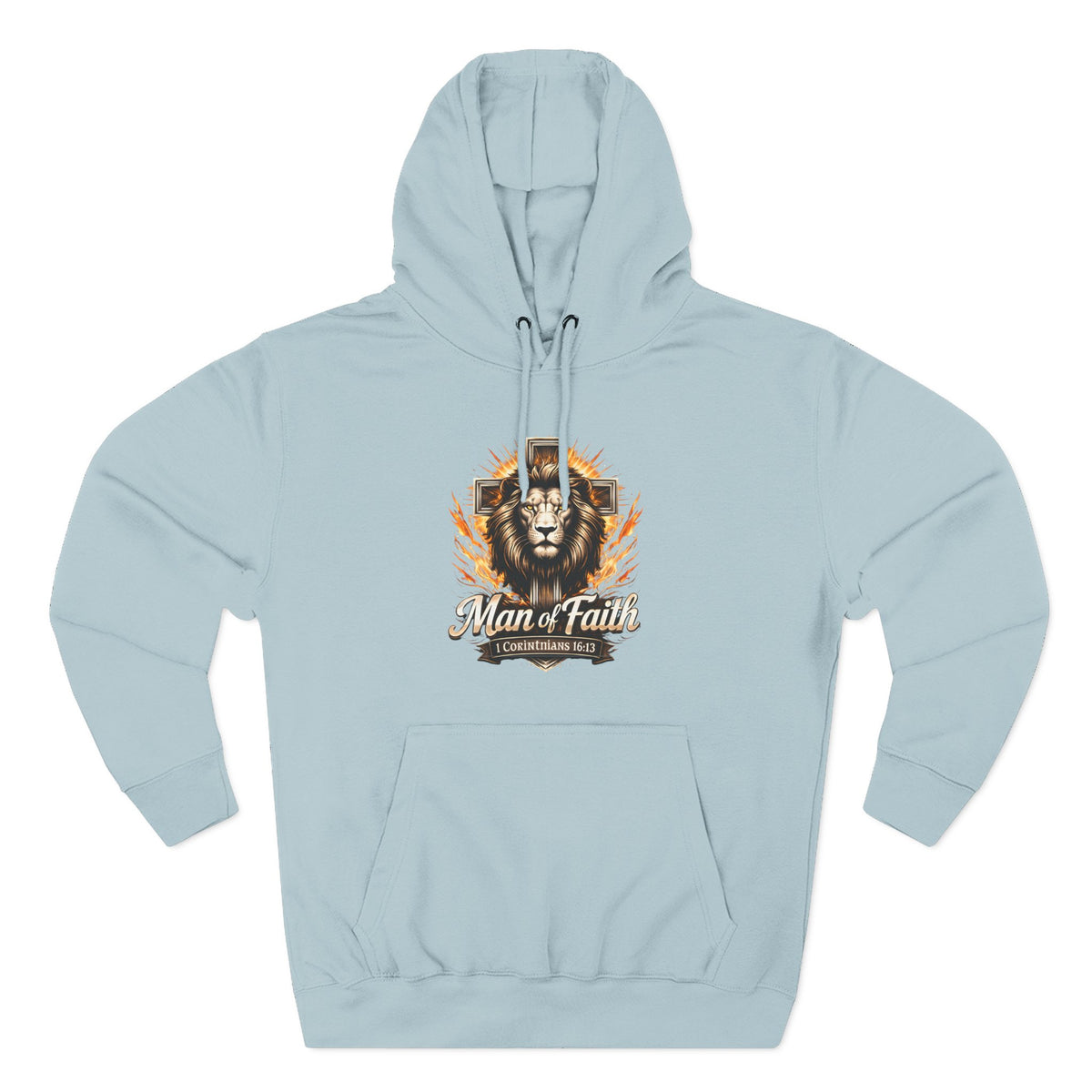 Man of Faith Lion Crest Graphic Fleece Pullover Hoodie