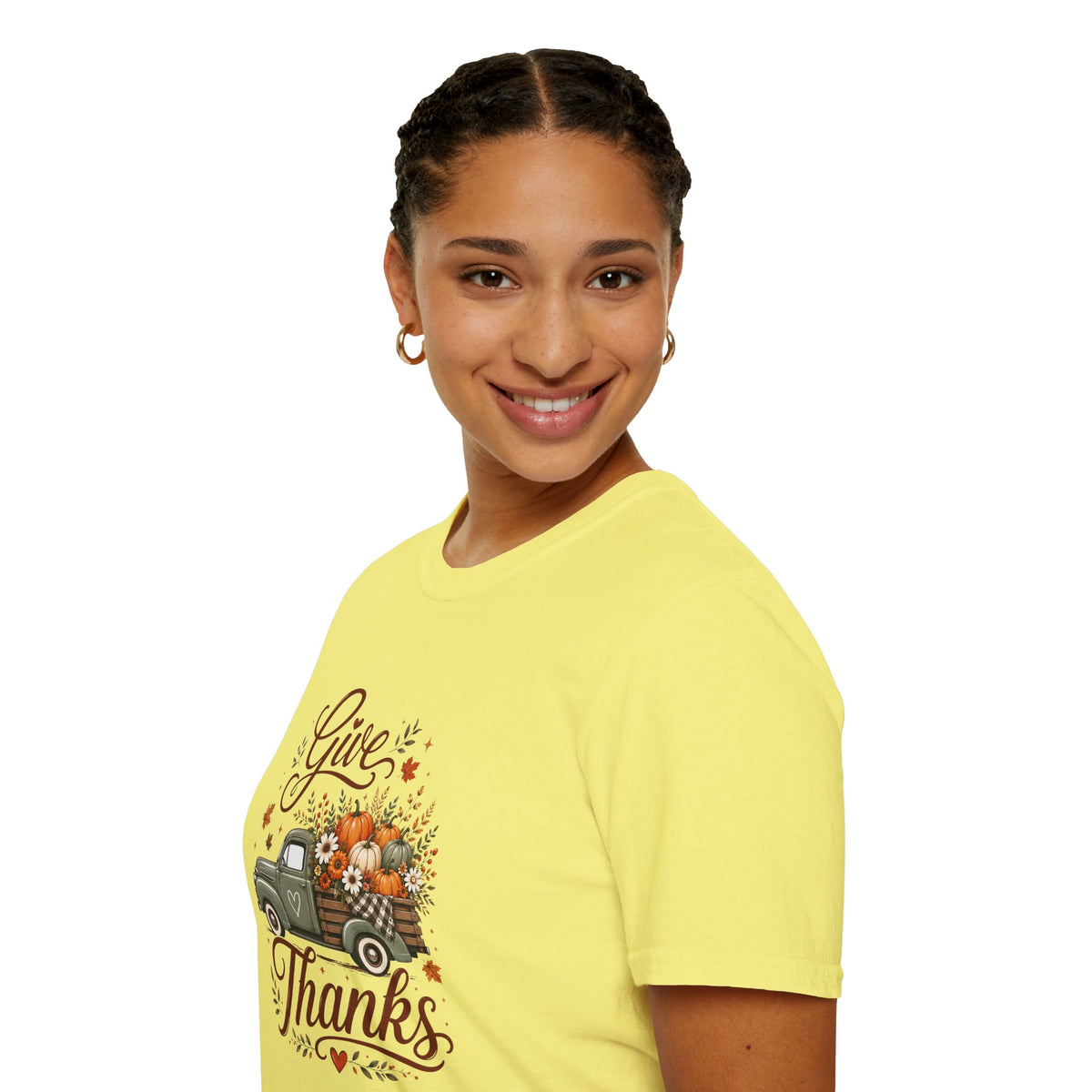 Give Thanks Fall Truck T-Shirt — Pumpkin Harvest Autumn Tee