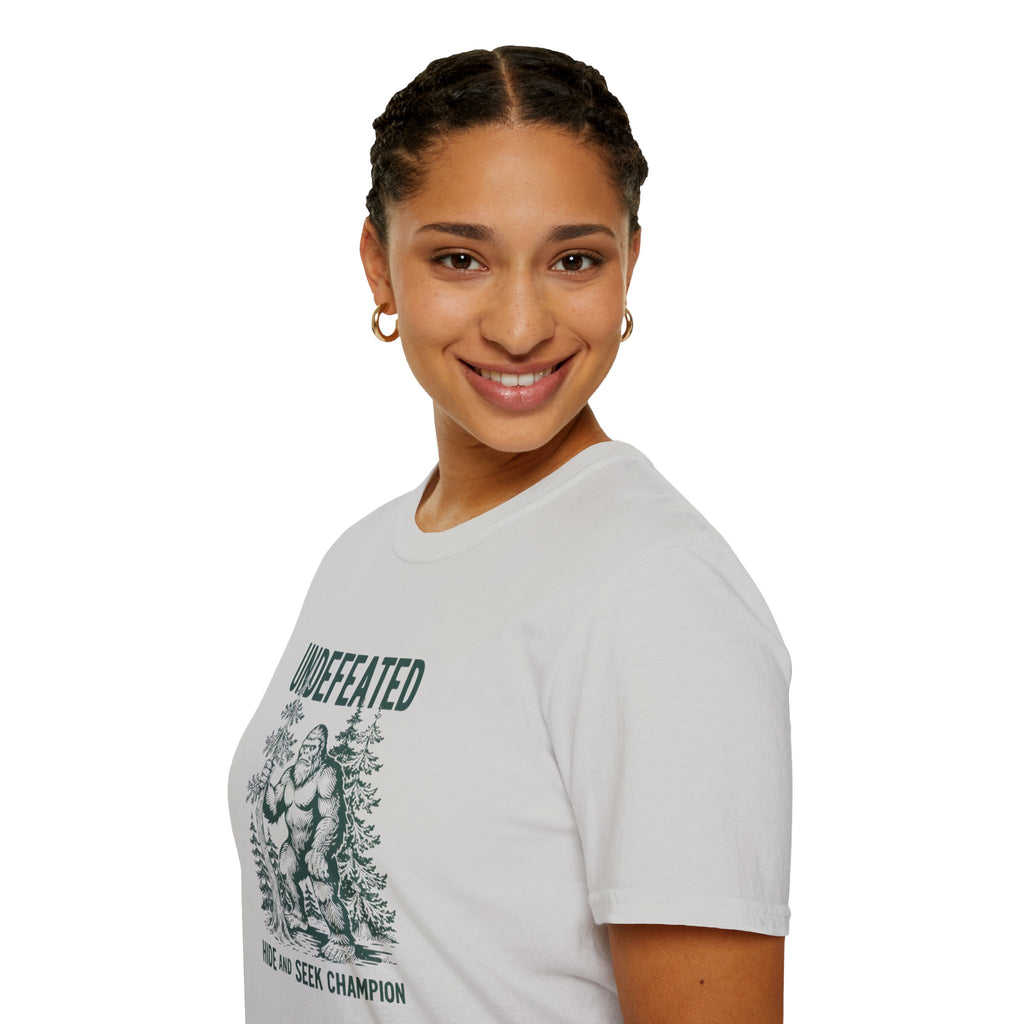 Undefeated Bigfoot T-Shirt — 'Hide and Seek Champion' Graphic Tee