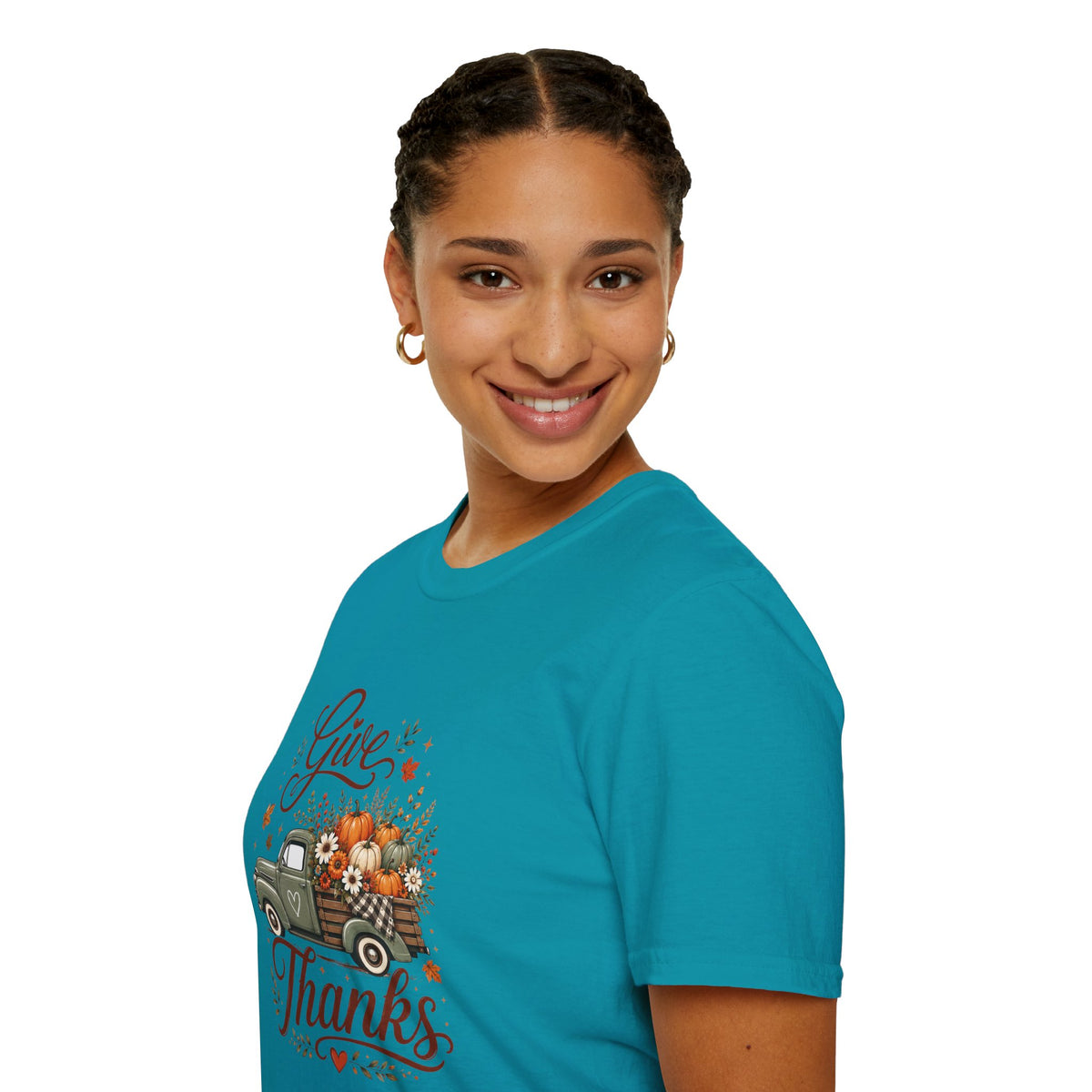 Give Thanks Fall Truck T-Shirt — Pumpkin Harvest Autumn Tee