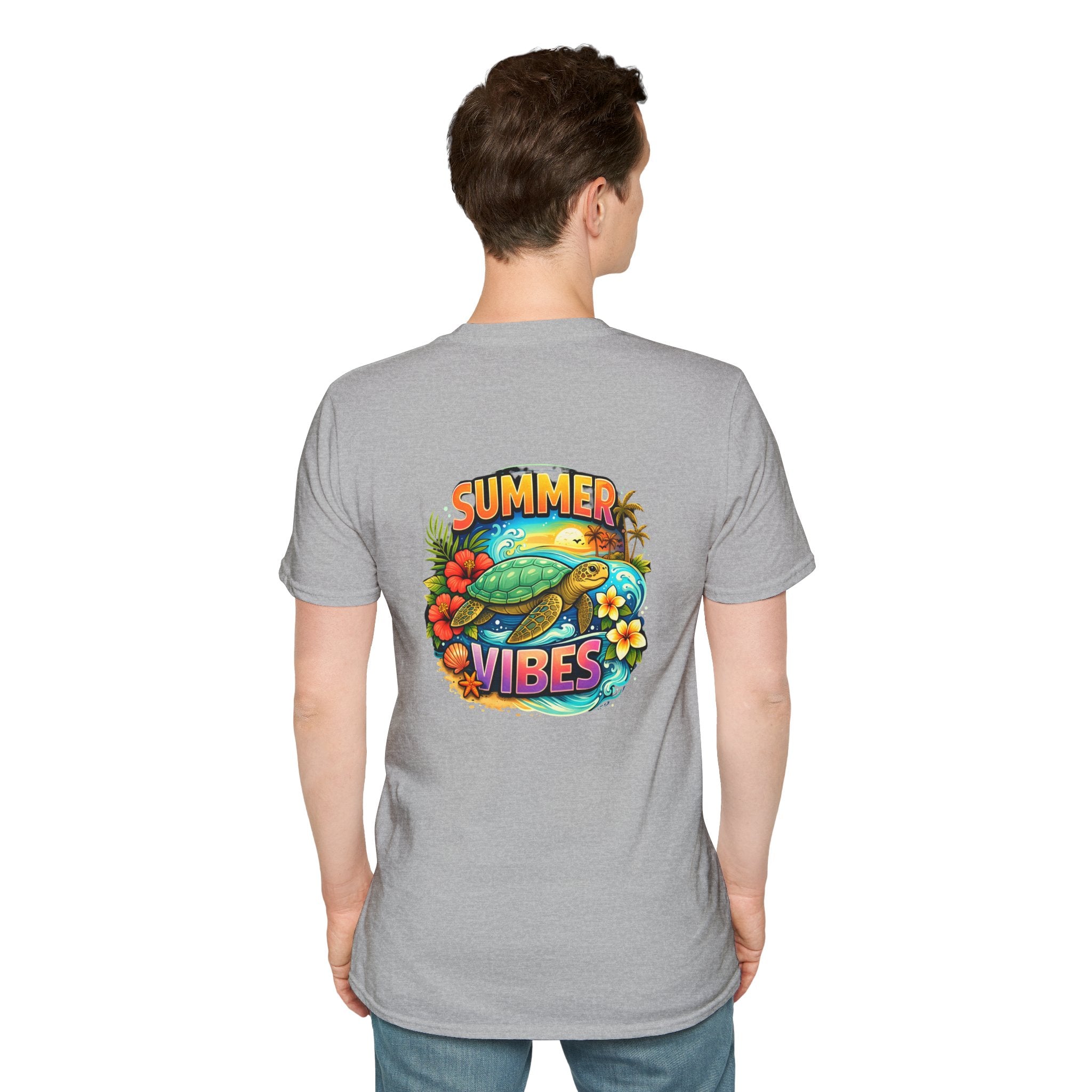 Summer Vibes Sea Turtle T-Shirt — Cute Beach Gift for Women Surf Floral Graphic Tee