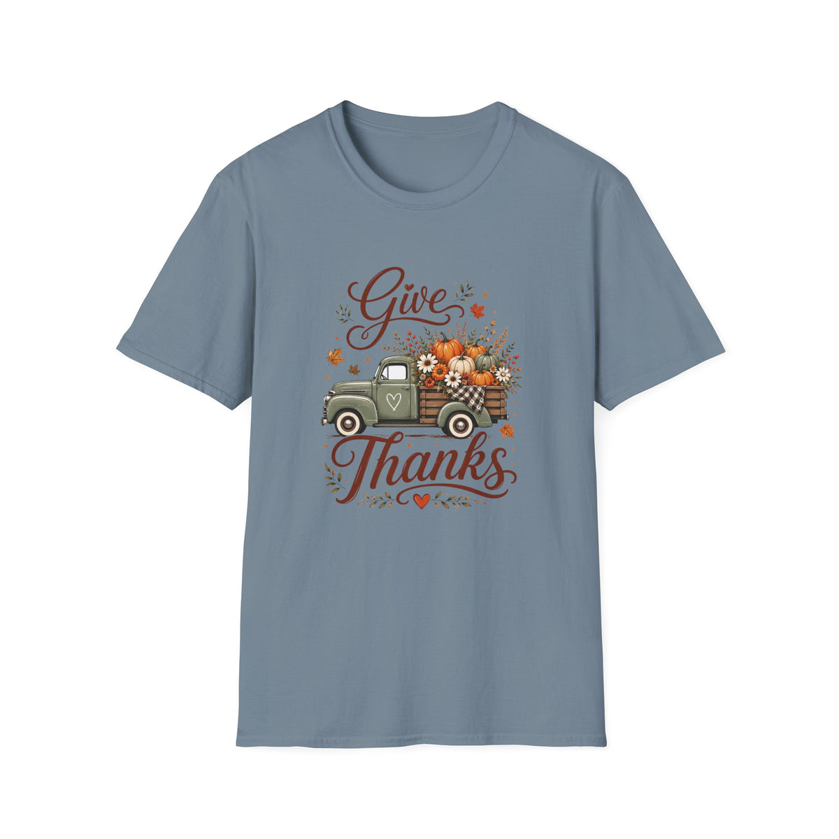 Give Thanks Fall Truck T-Shirt — Pumpkin Harvest Autumn Tee