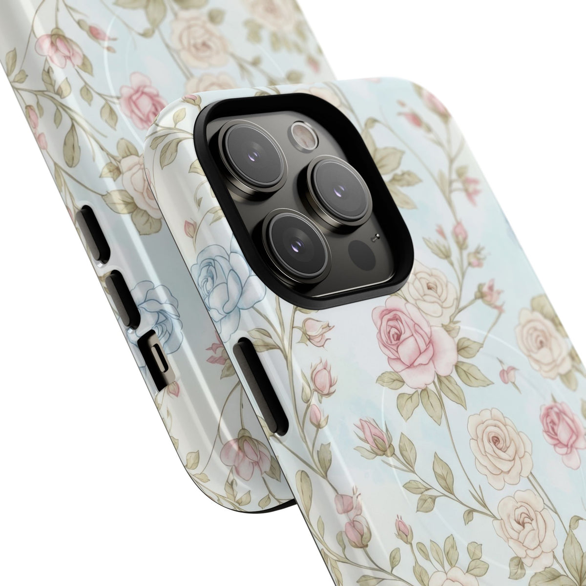 Vintage Floral Rose Magnetic iPhone Case — MagSafe Tough Protective Cover