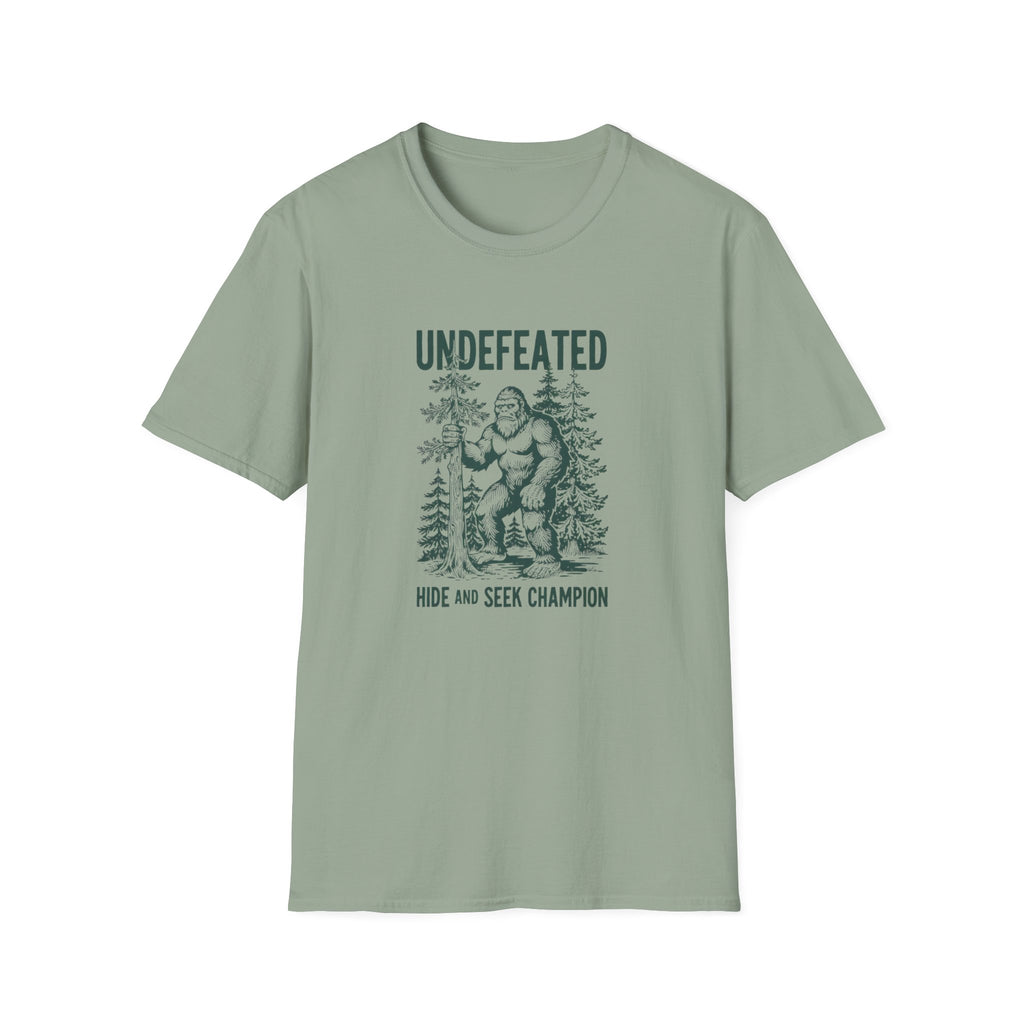 Undefeated Bigfoot T-Shirt — 'Hide and Seek Champion' Graphic Tee