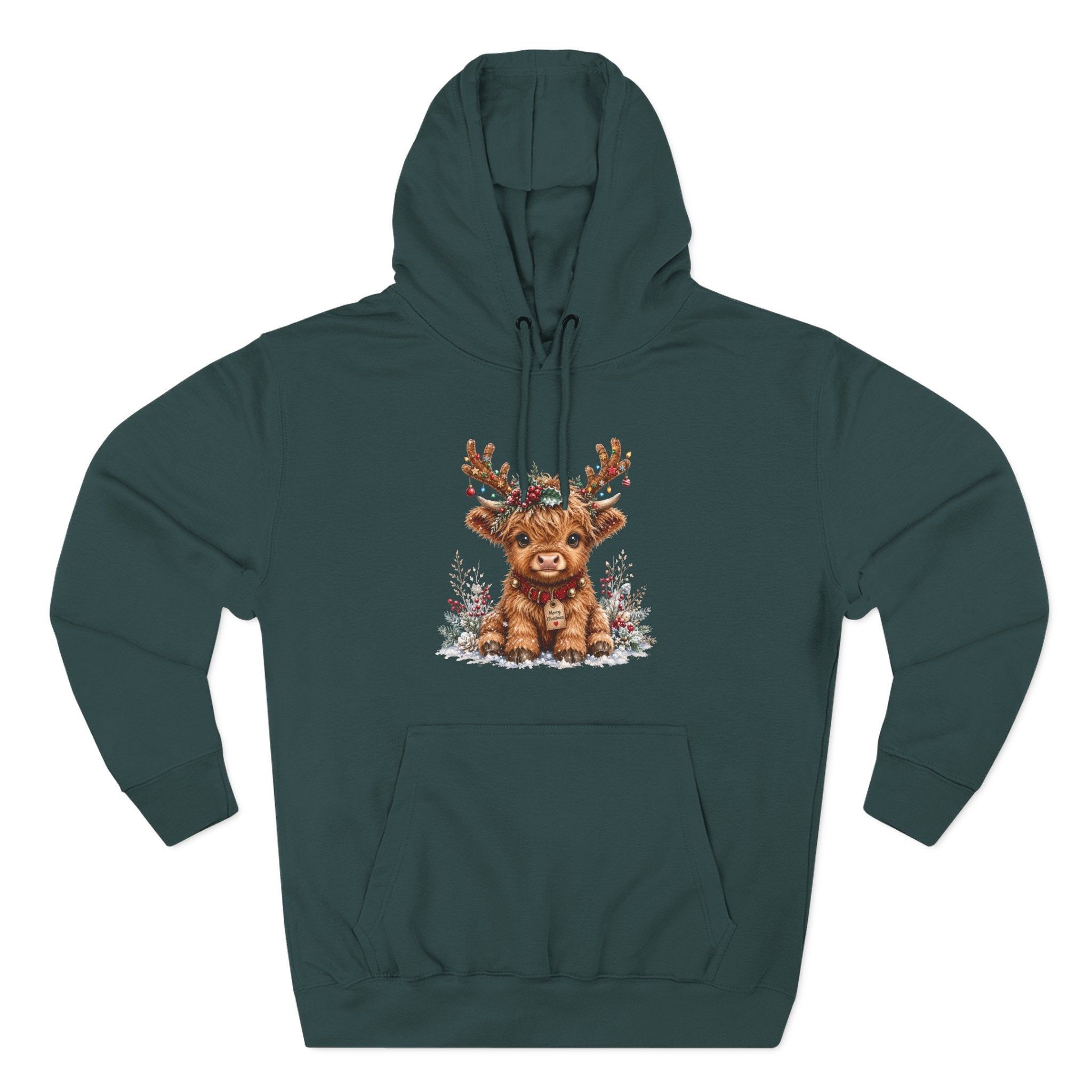 Cute Reindeer Fleece Hoodie - Christmas Woodland Holiday Sweatshirt