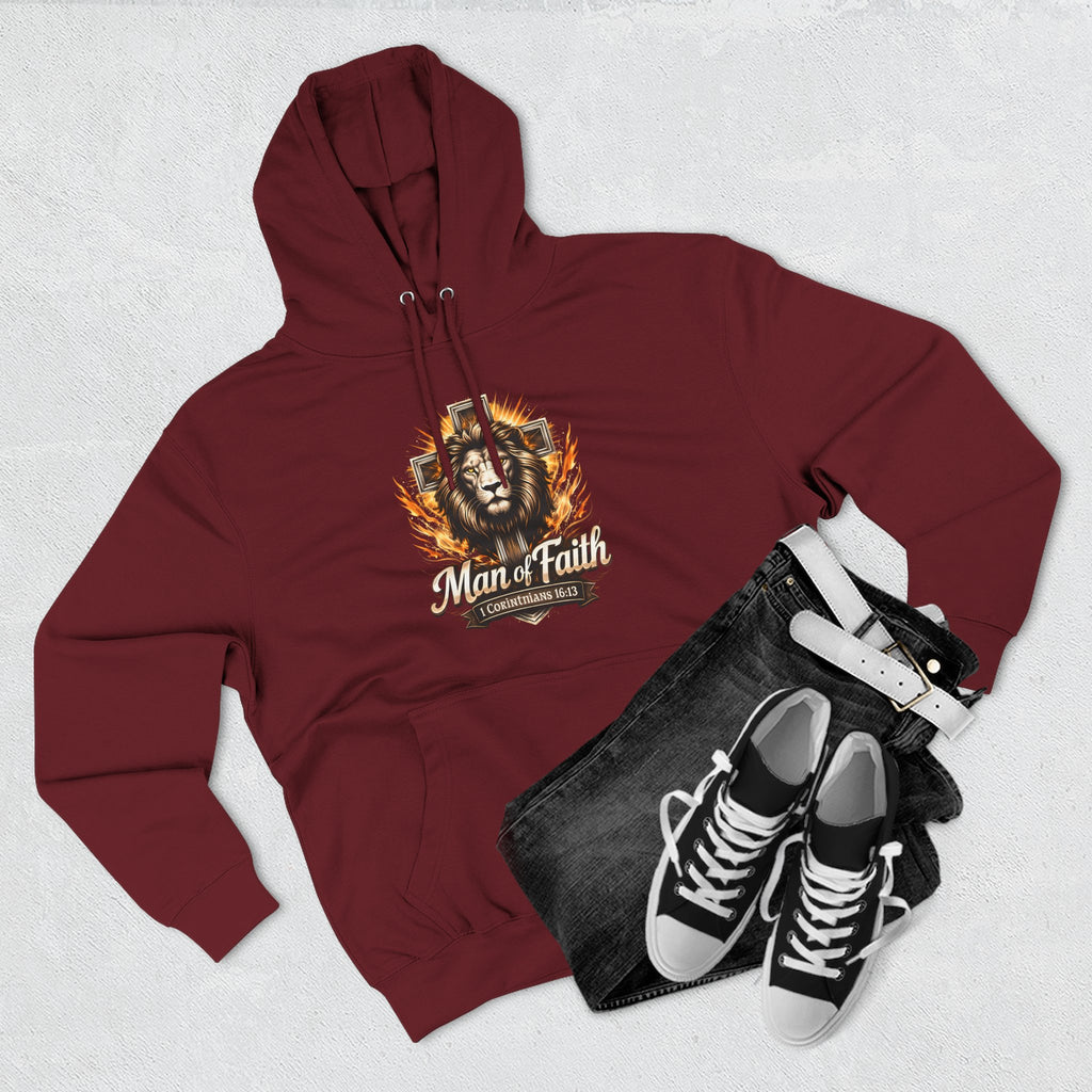 Man of Faith Lion Crest Graphic Fleece Pullover Hoodie