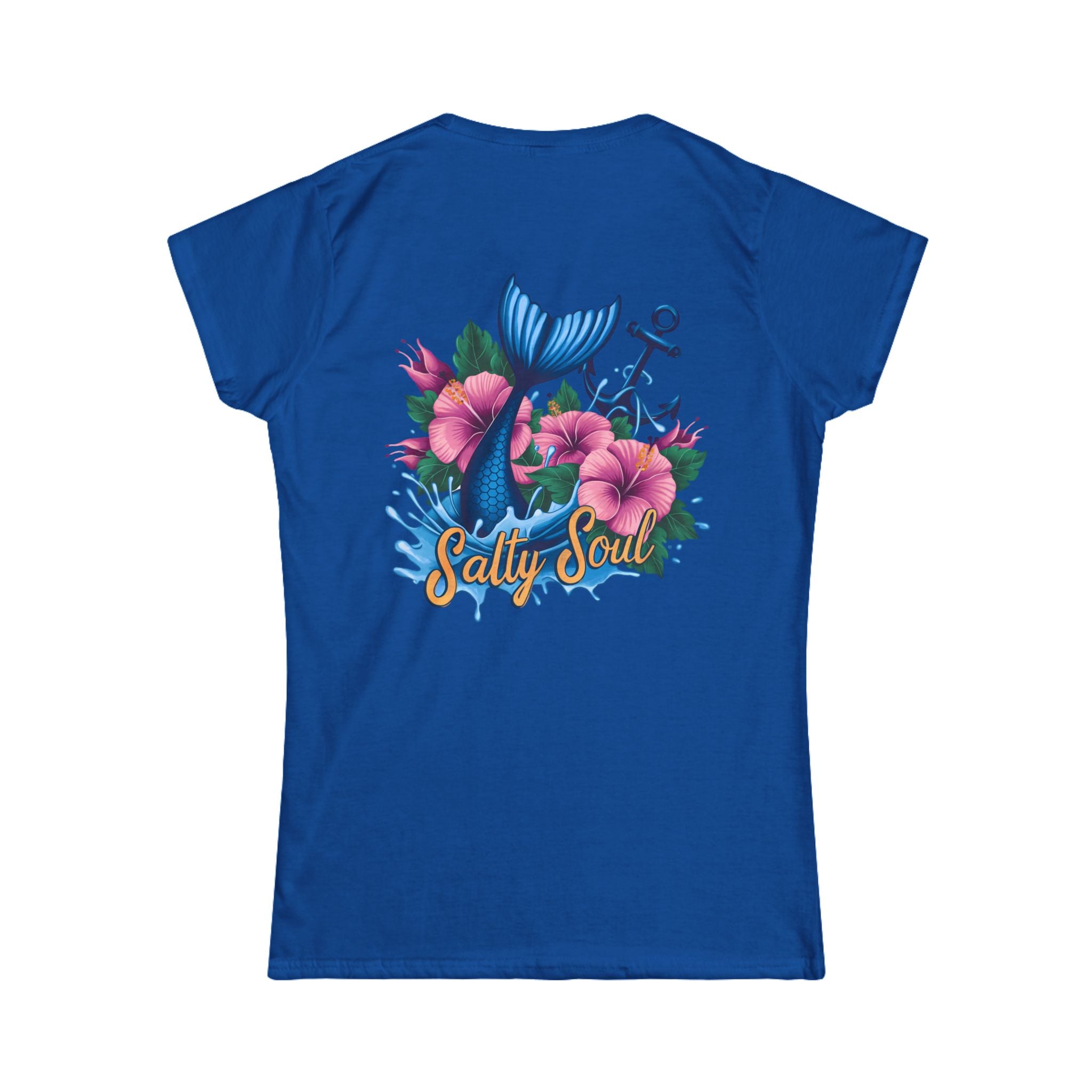 Salty Soul Floral Anchor Beach T-Shirt — Cute Nautical Gift for Women Graphic Tee