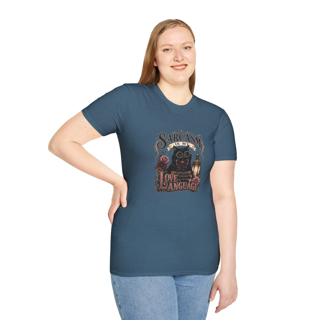 Sarcasm Is My Love Language Cat T-Shirt — Funny Gift for Her Vintage Graphic Tee