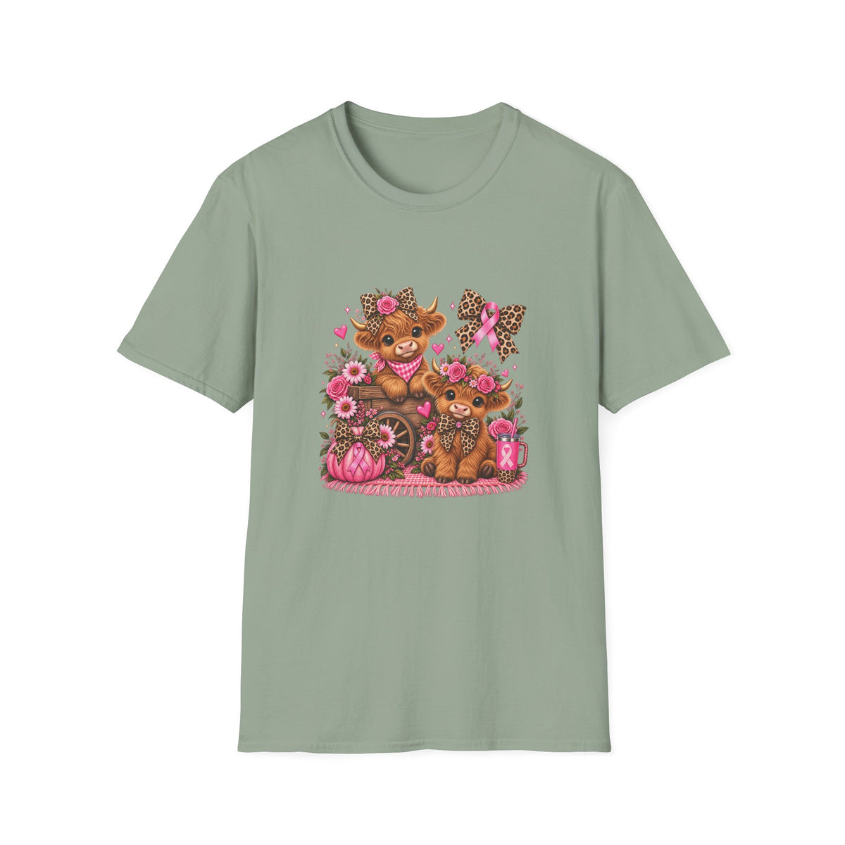 Breast Cancer Awareness Highland Cow T-Shirt