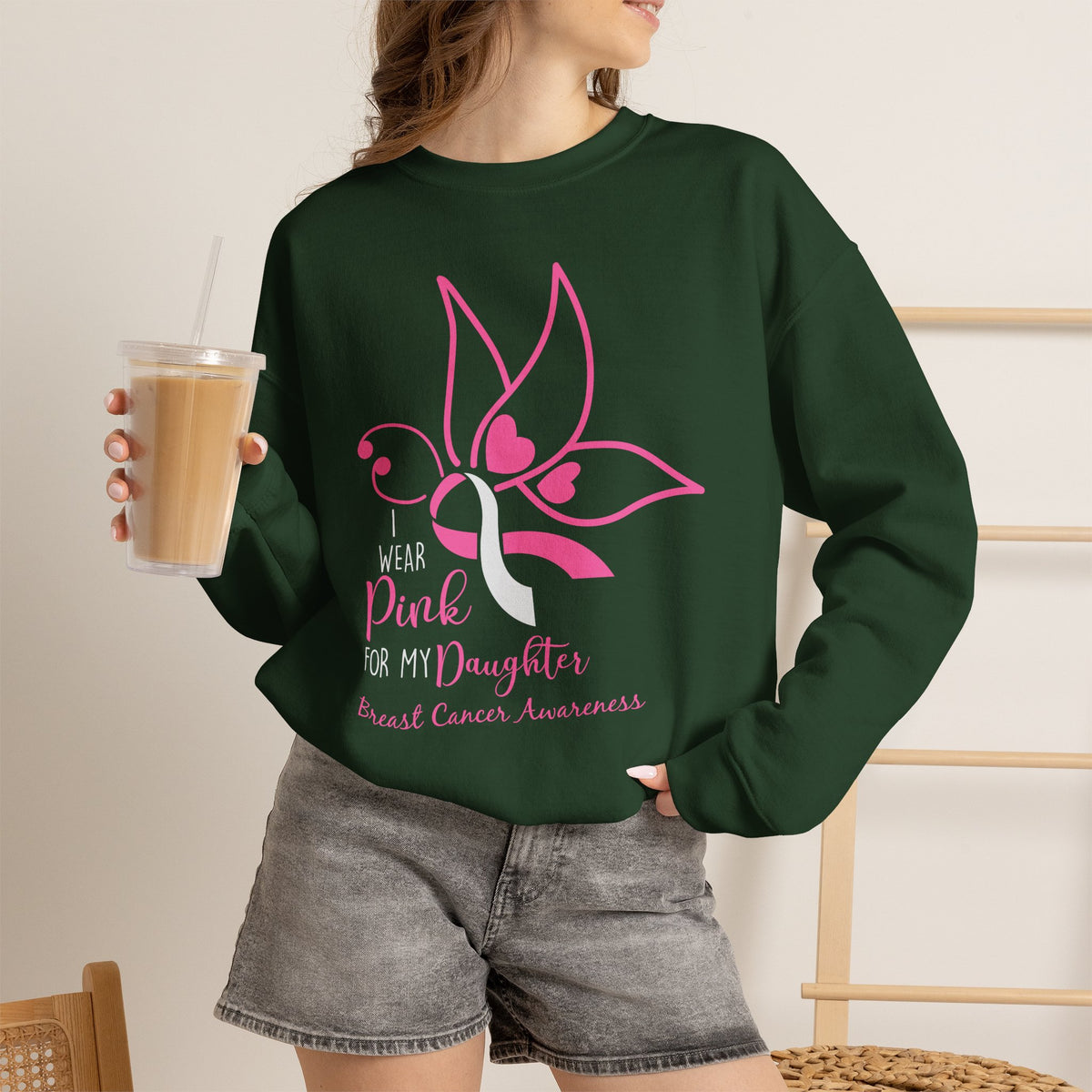 I Wear Pink for My Daughter Breast Cancer Sweatshirt