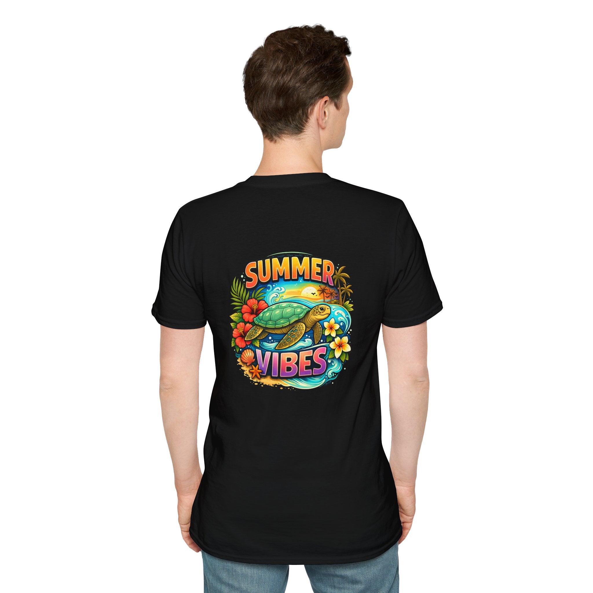 Summer Vibes Sea Turtle T-Shirt — Cute Beach Gift for Women Surf Floral Graphic Tee