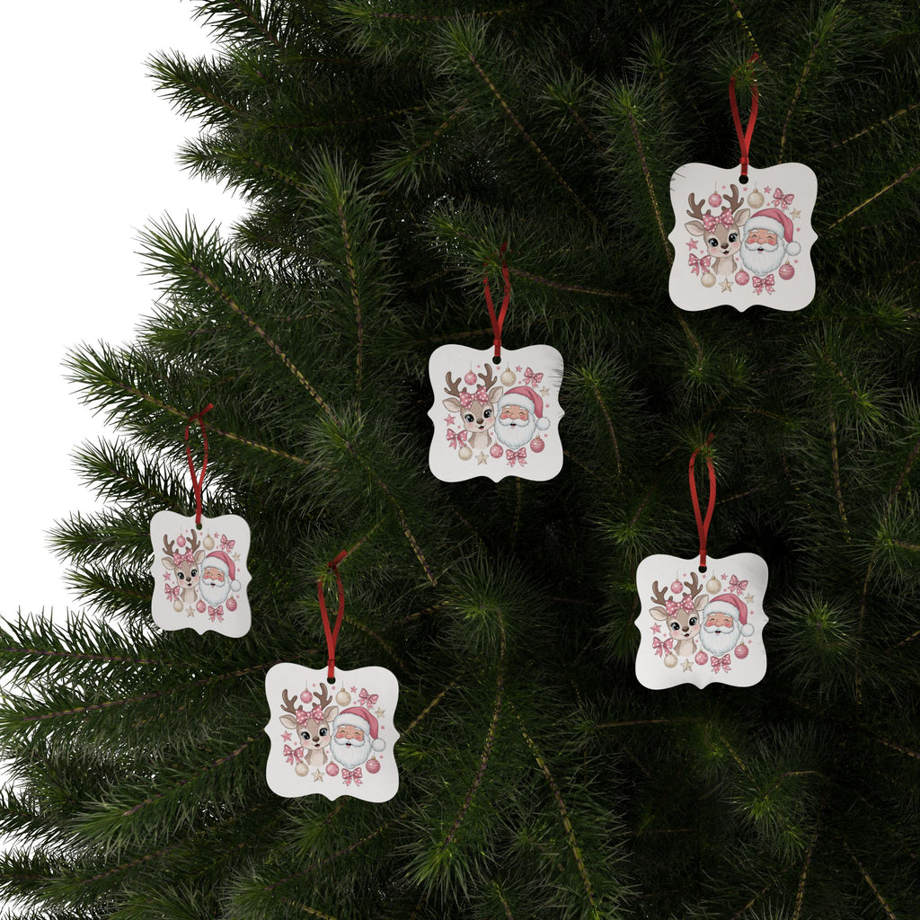 Santa Reindeer Aluminum Christmas Ornament Cute Holiday Tree Decoration