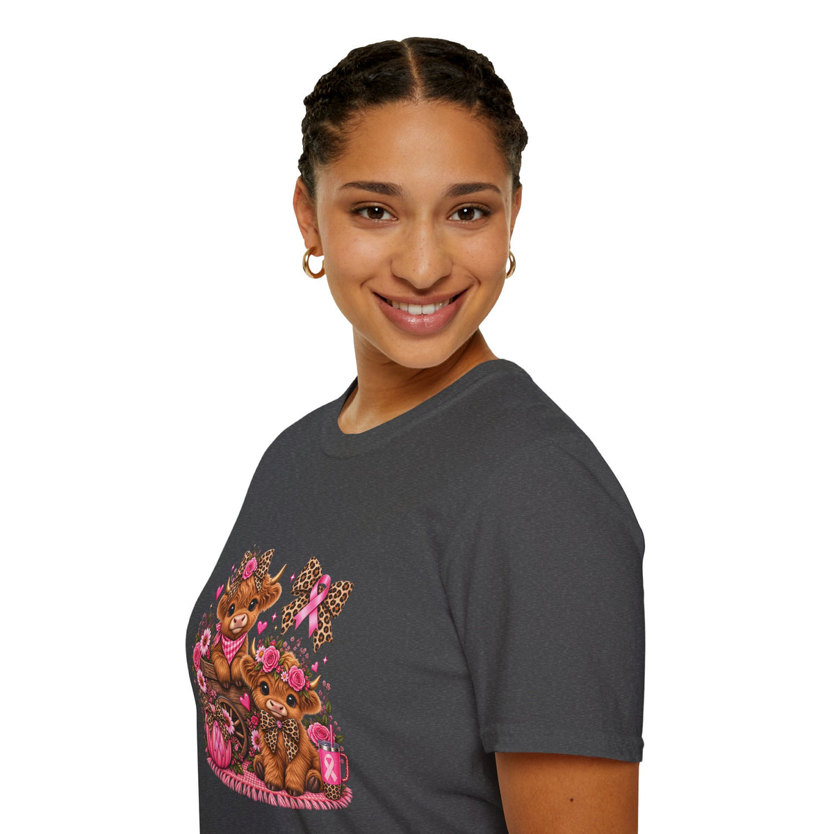 Breast Cancer Awareness Highland Cow T-Shirt