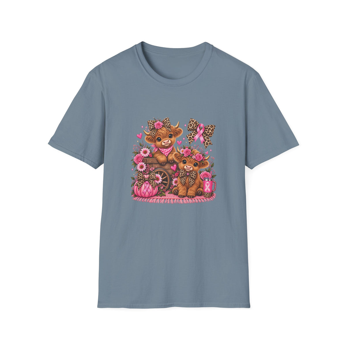Breast Cancer Awareness Highland Cow T-Shirt