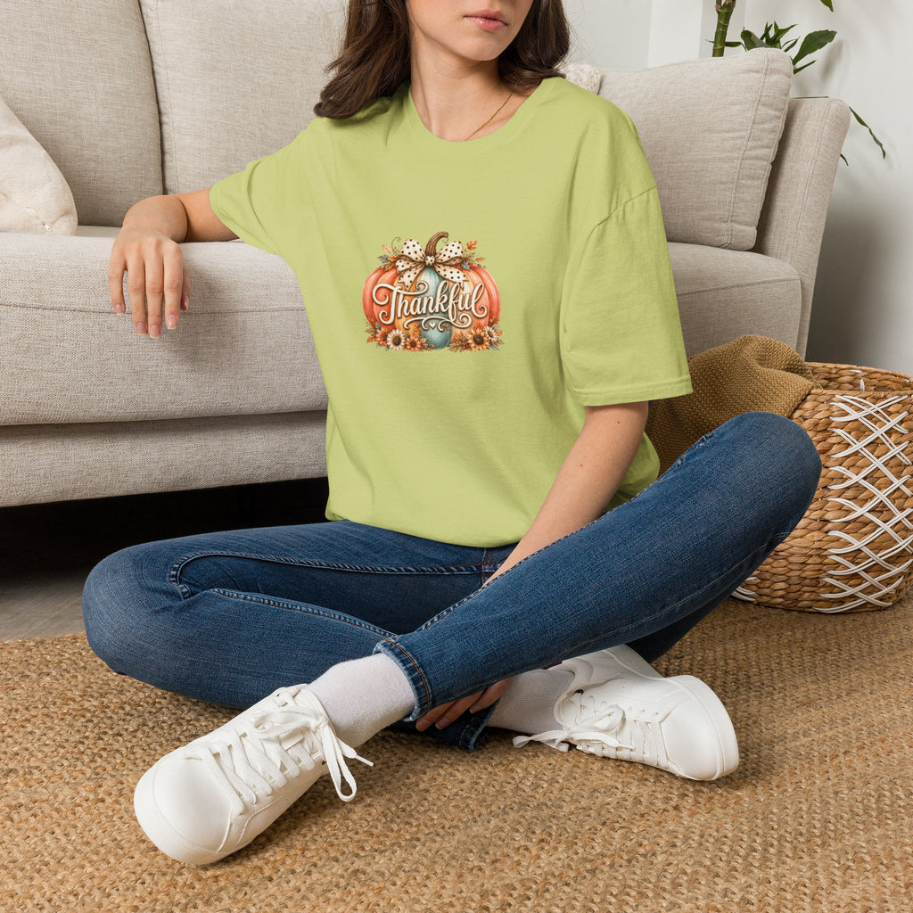 Thankful Pumpkin T-Shirt — Cute Fall Thanksgiving Gift for Women Graphic Tee