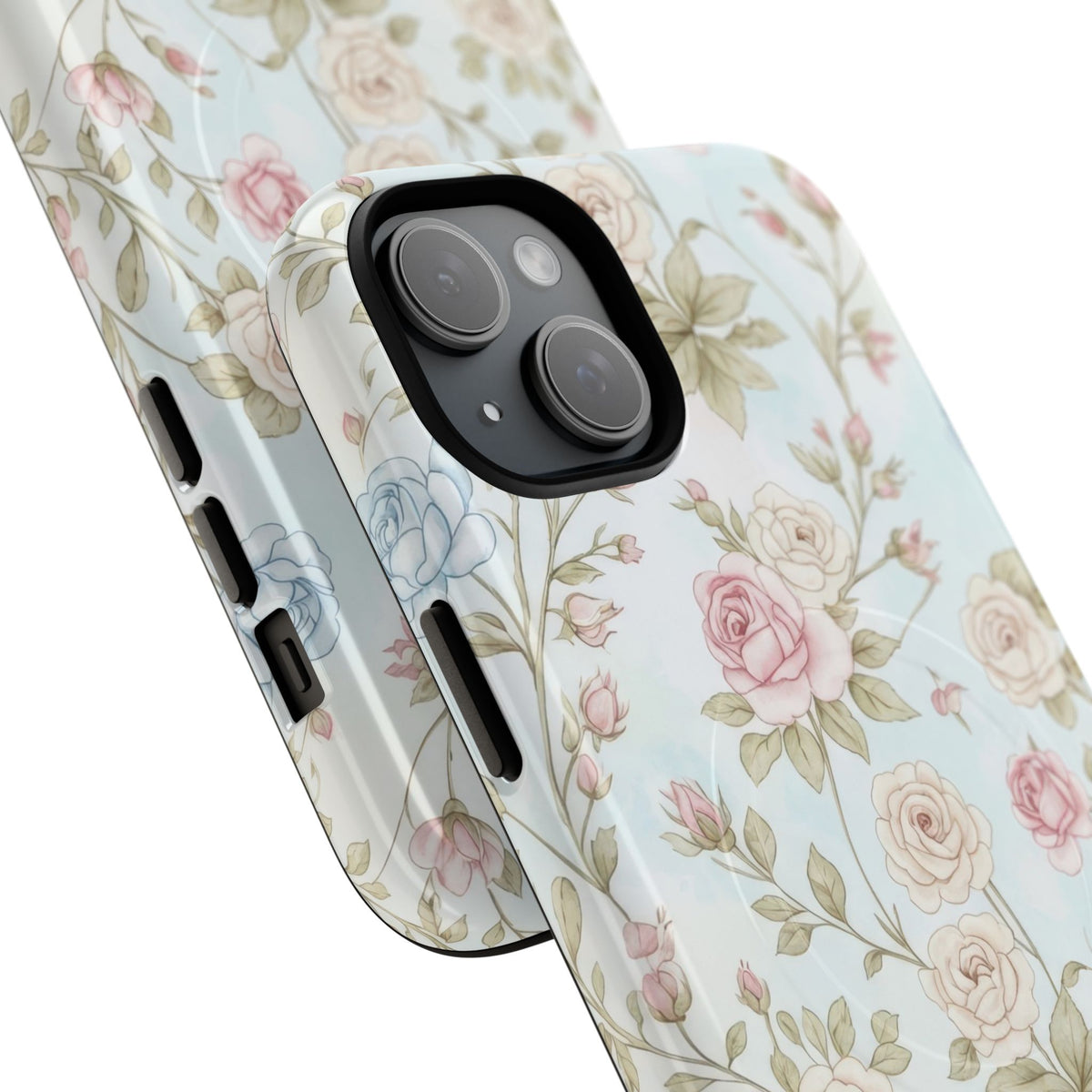Vintage Floral Rose Magnetic iPhone Case — MagSafe Tough Protective Cover