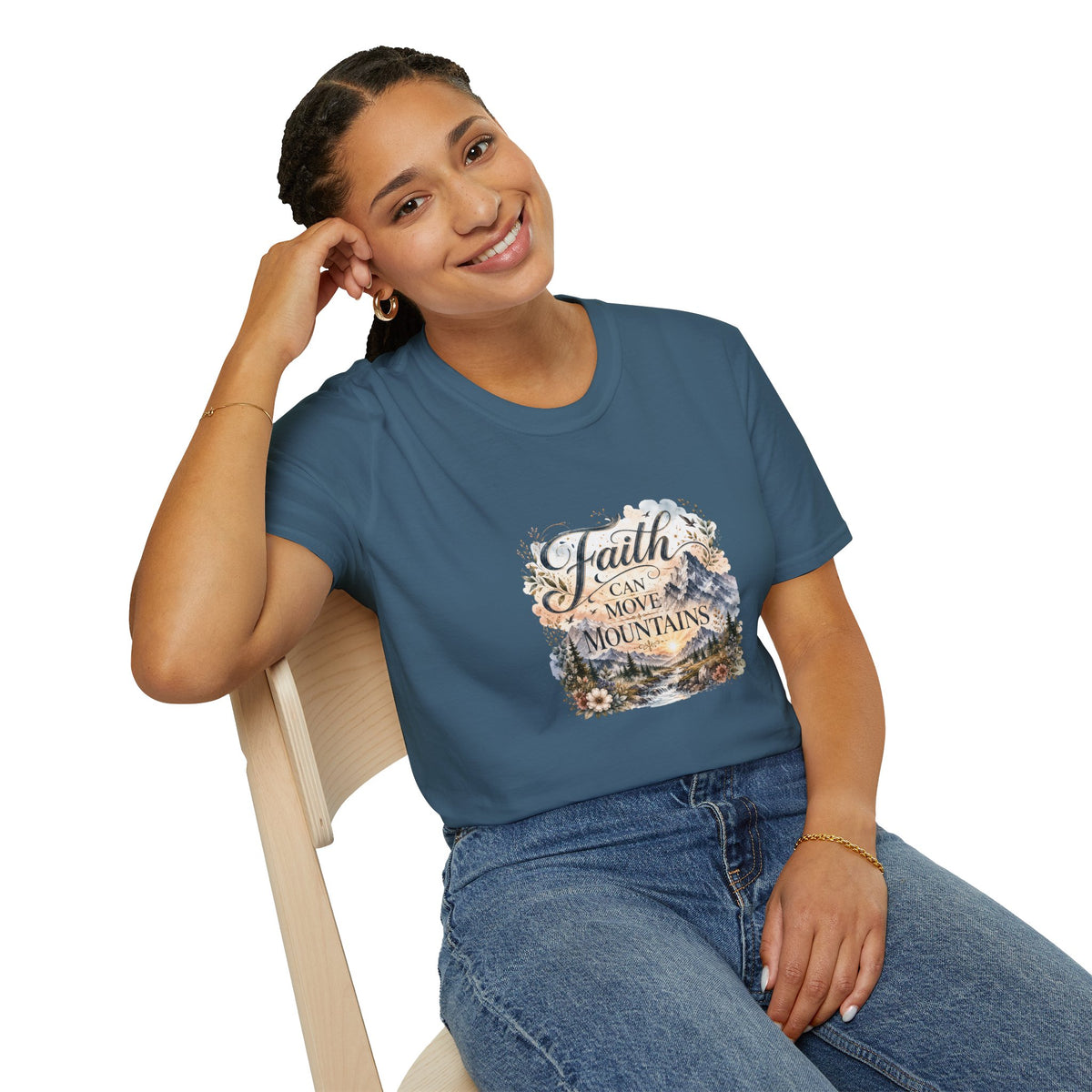 Faith Can Move Mountains T-Shirt Inspirational Christian Mountain Graphic Tee