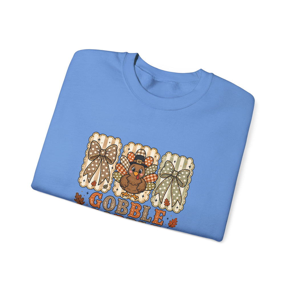 Thanksgiving Crewneck Sweatshirt — "Gobble Gobble 'til You Wobble" Turkey Design
