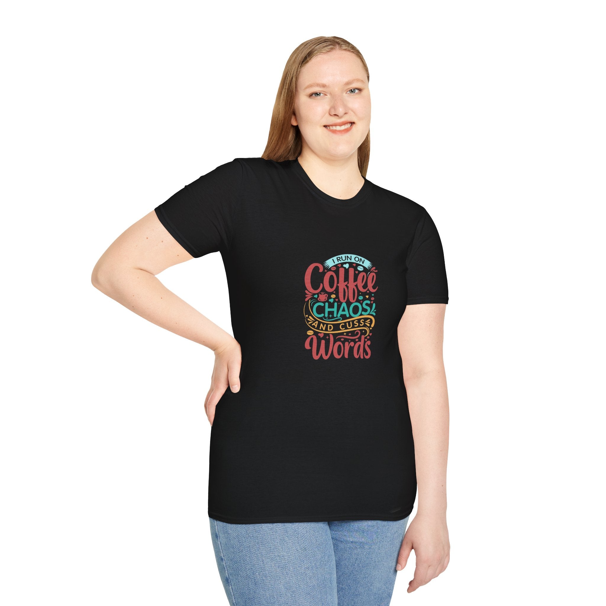 I Run on Coffee Chaos and Cuss Words T-Shirt — Funny Gift for Her Sarcastic Mom Tee