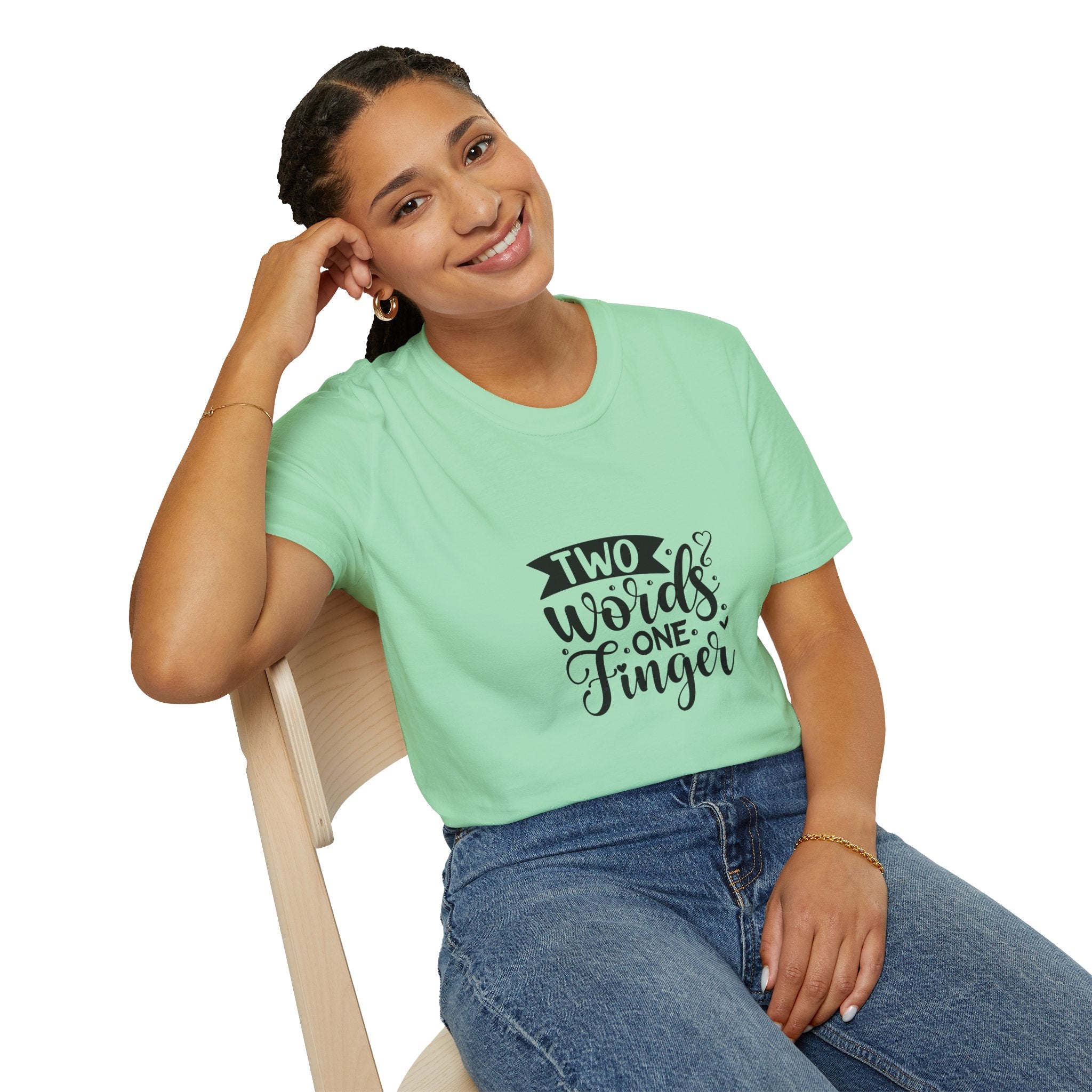 Graphic Tee — "Two Words One Finger" Funny T-Shirt