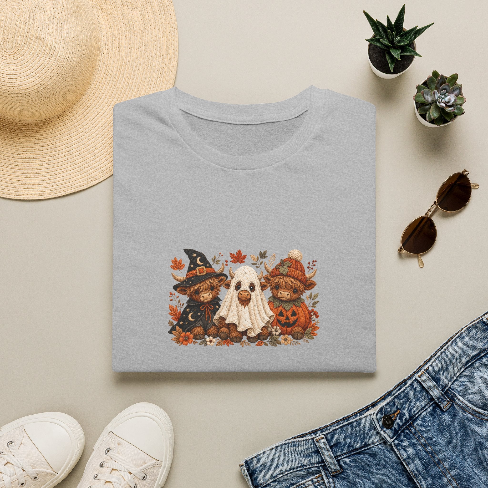 Halloween Cows Trio T-Shirt — Cute Funny Gift for Her Ghost & Pumpkin Fall Tee