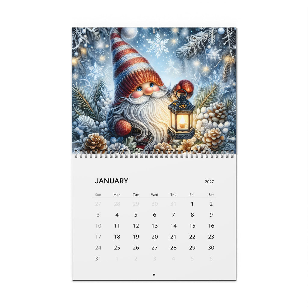 2027 Gnome Wall Calendar — Whimsical Nordic Gnome Art, 12-Month Wall Calendar