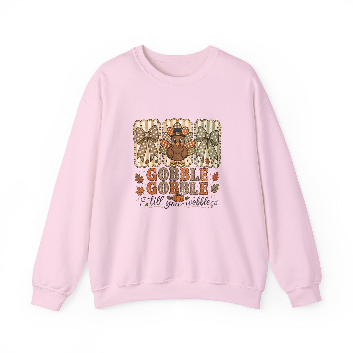Thanksgiving Crewneck Sweatshirt — "Gobble Gobble 'til You Wobble" Turkey Design