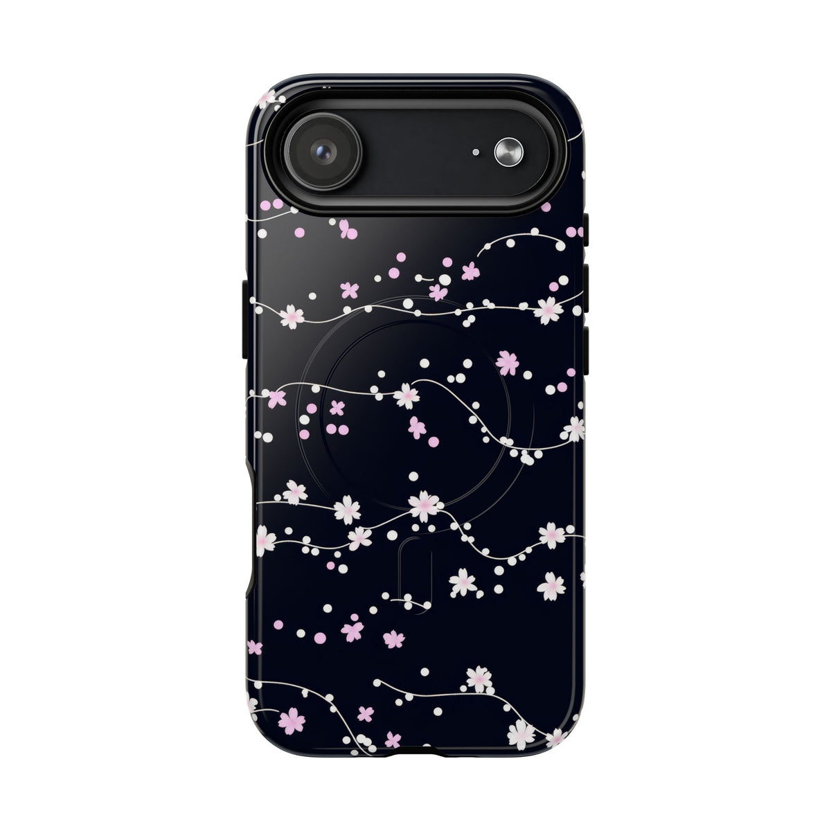 Magnetic Phone Case — Black Sakura Cherry Blossom Tough Cover