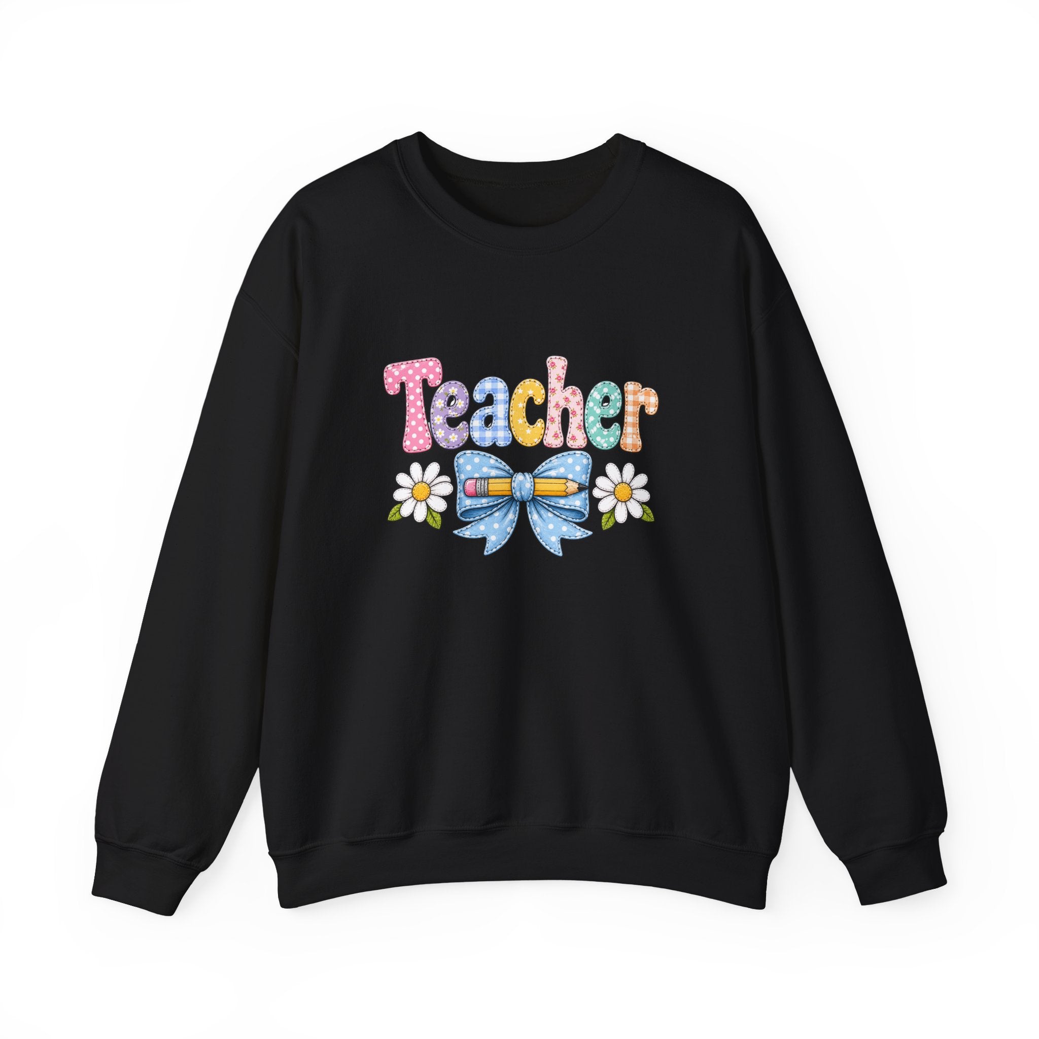 Teacher Floral Bow Sweatshirt — Cute Pastel Gift for Teachers Appreciation Crewneck