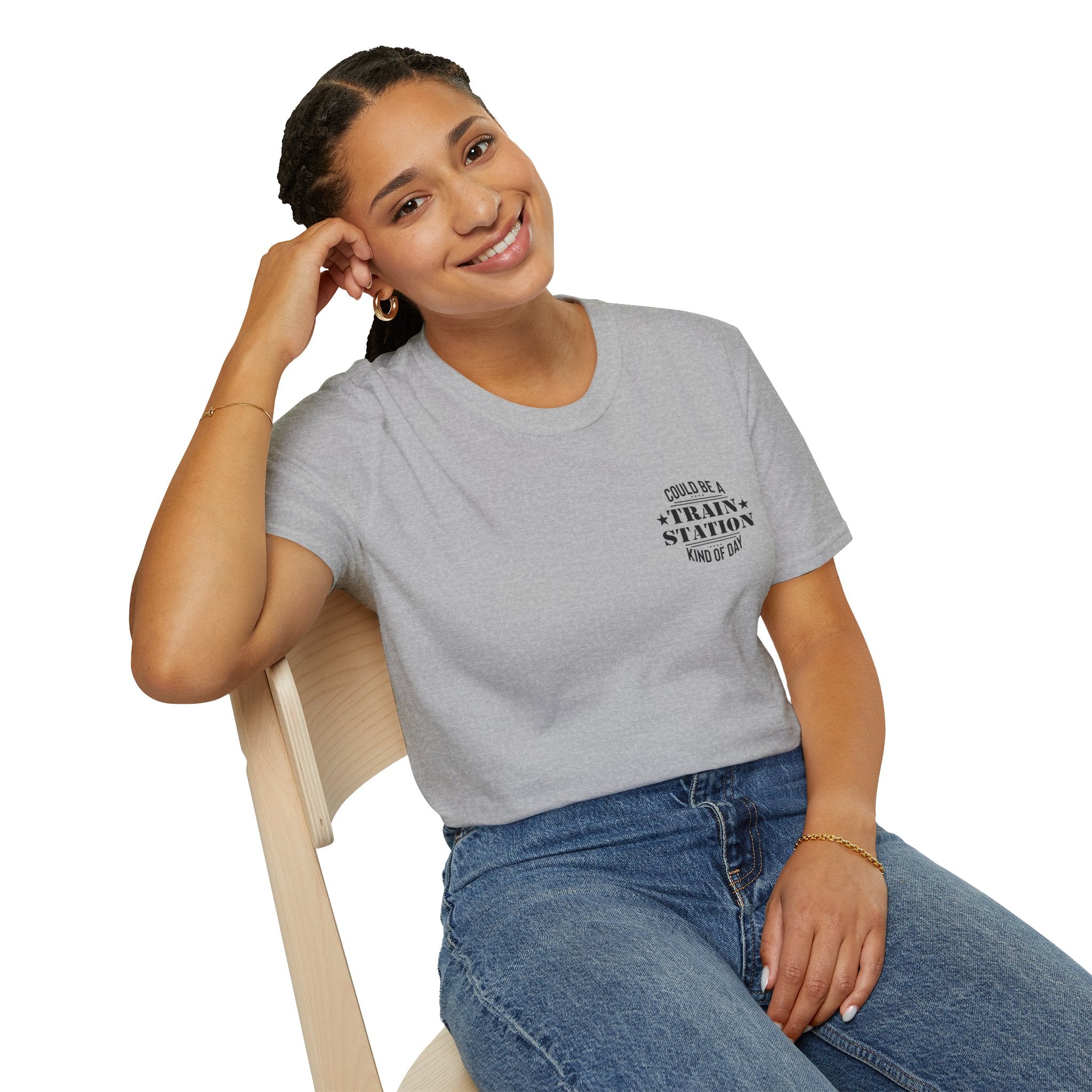 Could Be a Train Station Kind of Day T-Shirt — Funny Sarcastic Gift for Her Pocket Tee