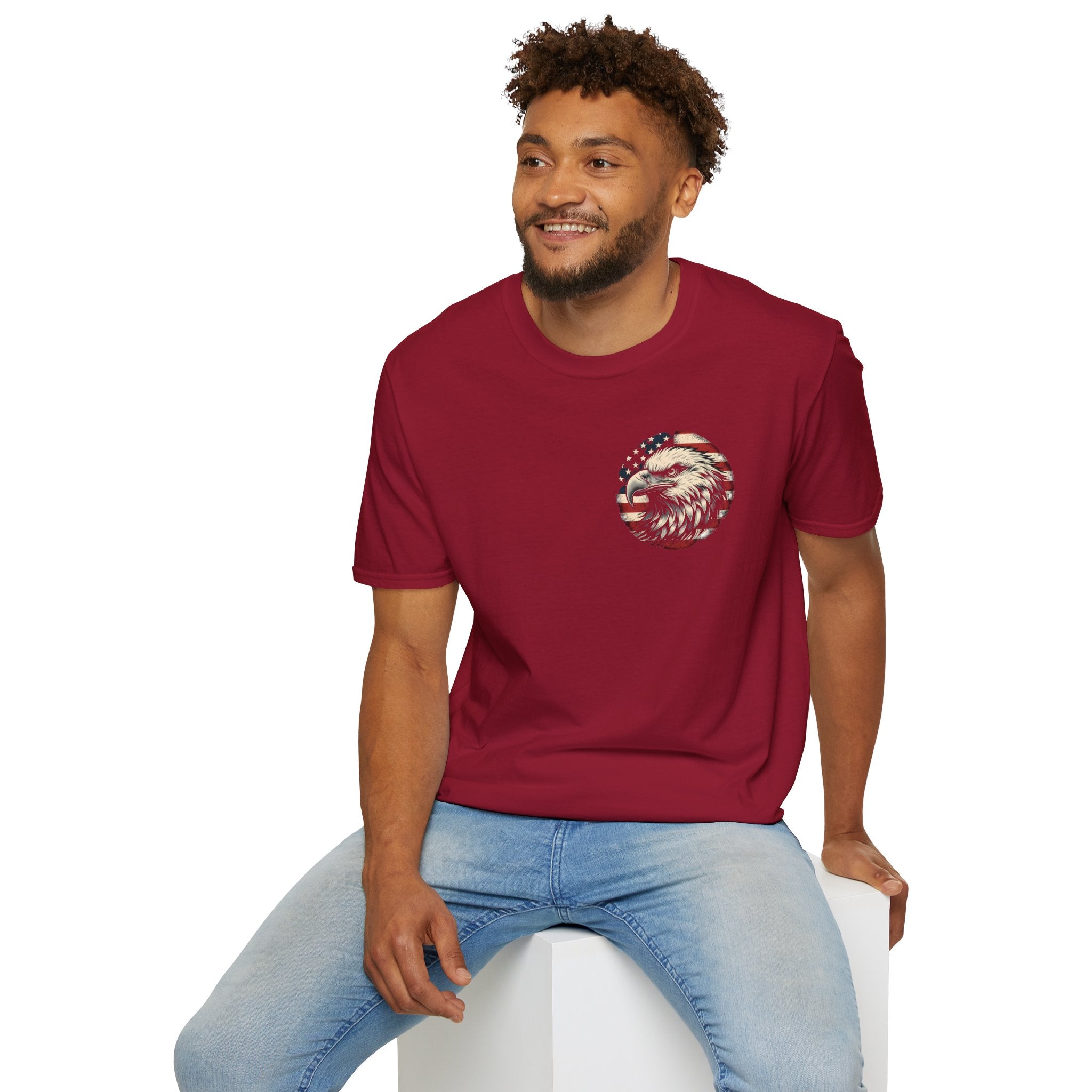 Patriotic Bald Eagle T-Shirt — American Flag Gift for Him Fourth of July Graphic Tee