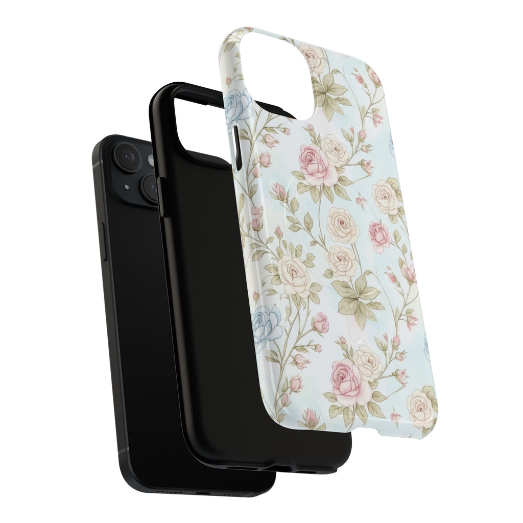 Vintage Floral Rose Magnetic iPhone Case — MagSafe Tough Protective Cover