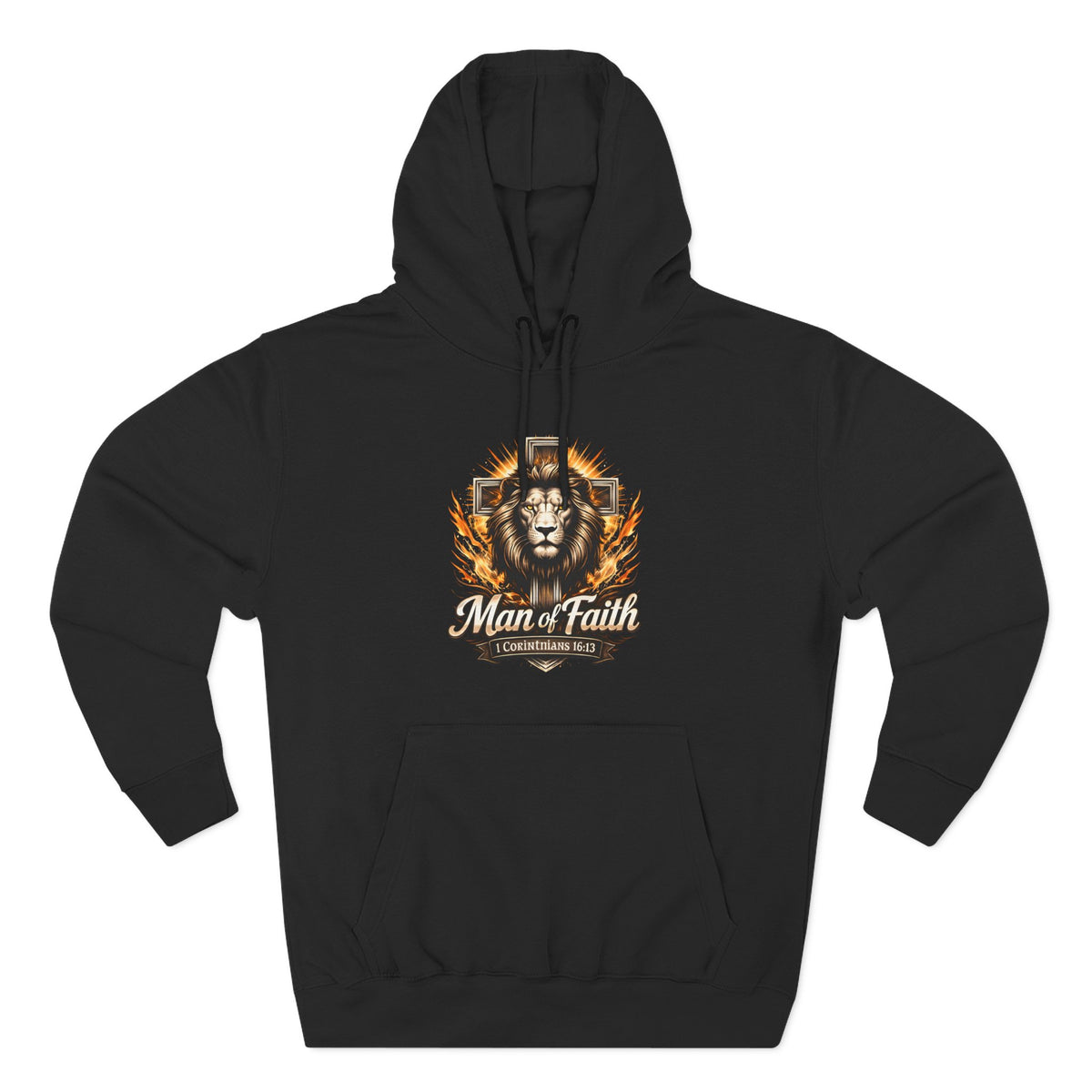 Man of Faith Lion Crest Graphic Fleece Pullover Hoodie