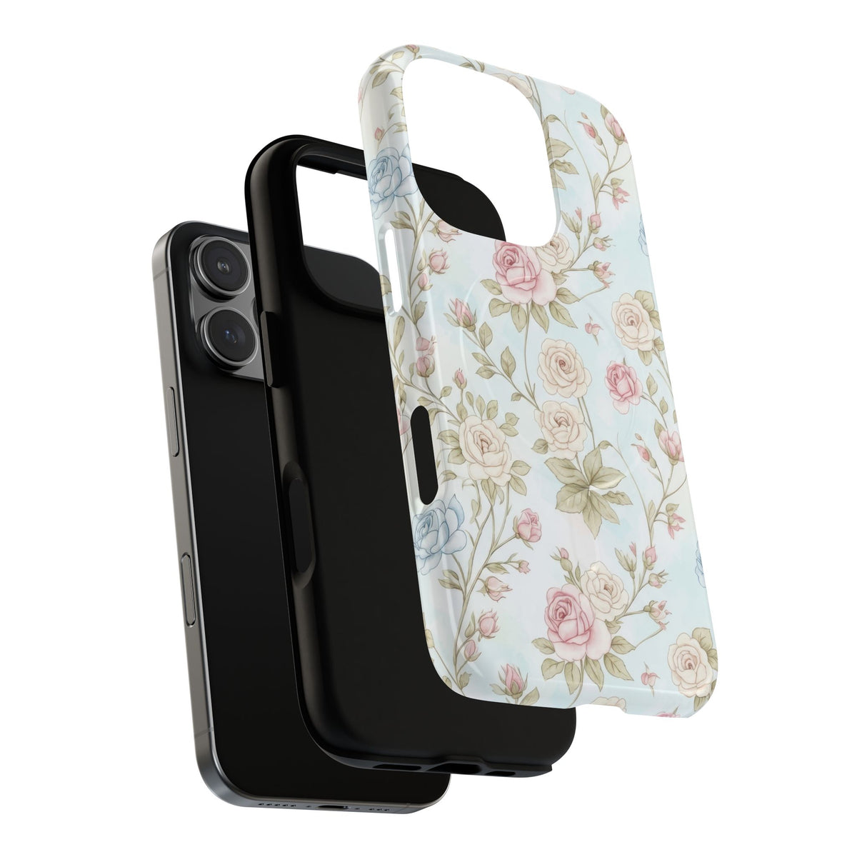 Vintage Floral Rose Magnetic iPhone Case — MagSafe Tough Protective Cover