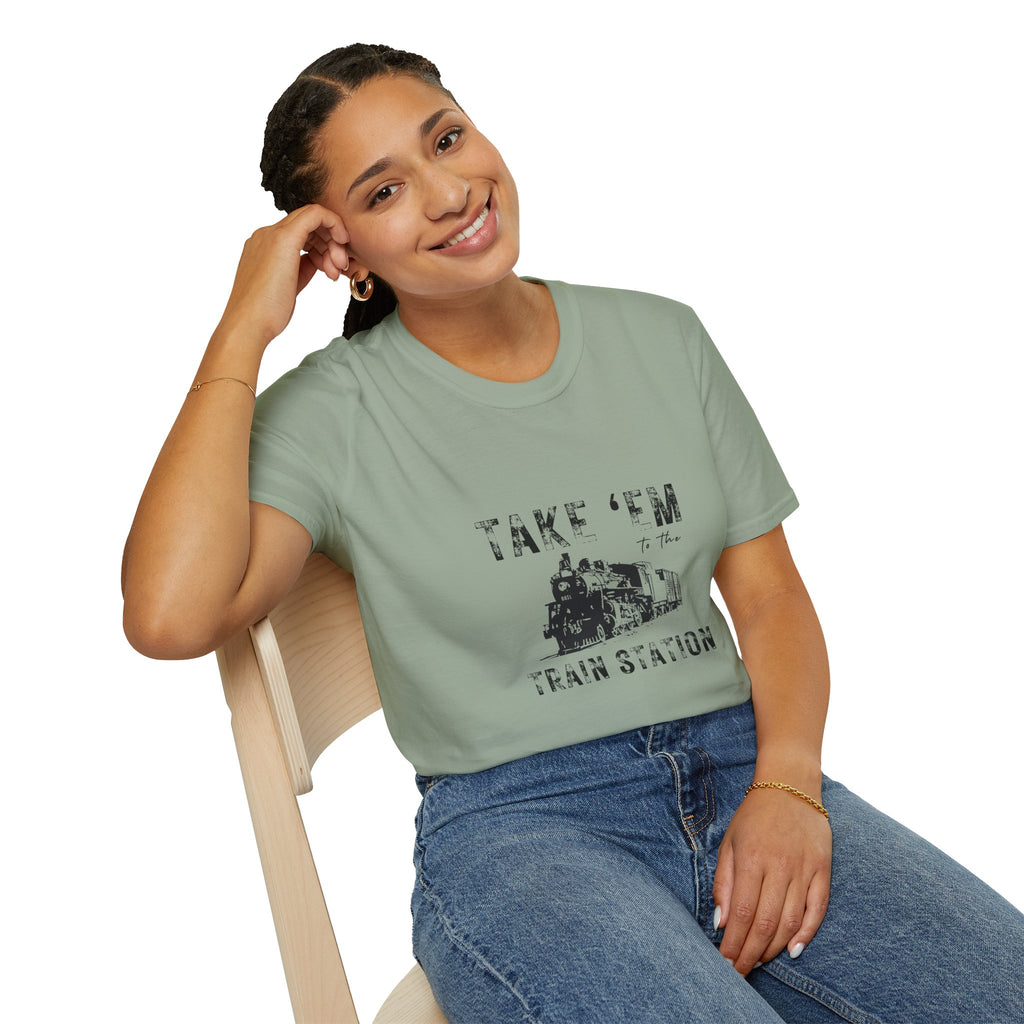 Take 'Em to the Train Station T-Shirt — Funny Sarcastic Gift Vintage Engine Graphic Tee