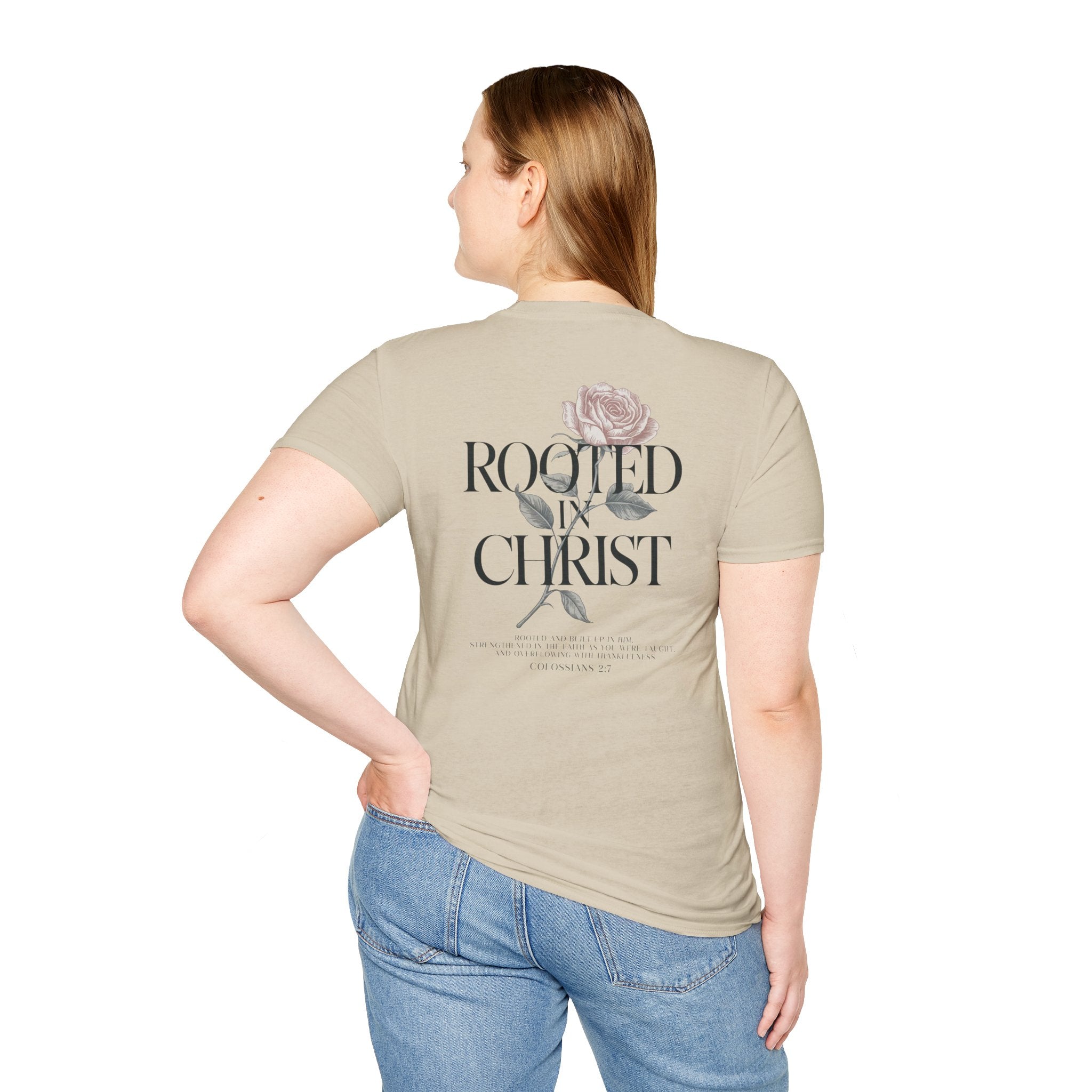 Rooted in Christ Floral T-Shirt — Christian Gift for Women Faith Graphic Tee