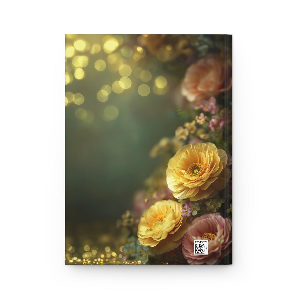 Floral Dream Hardcover Journal — Golden Ranunculus Notebook for Writing & Gifts