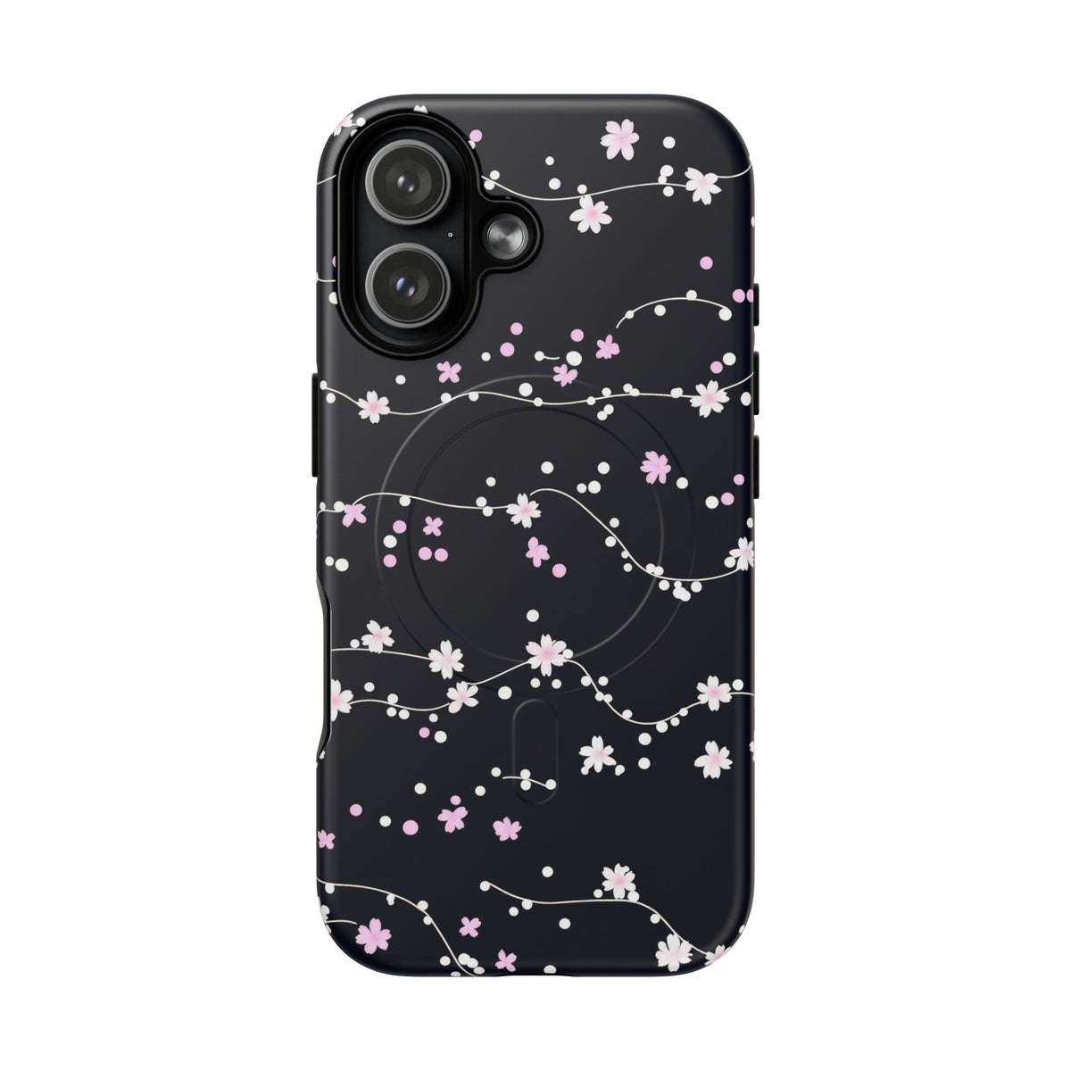 Magnetic Phone Case — Black Sakura Cherry Blossom Tough Cover