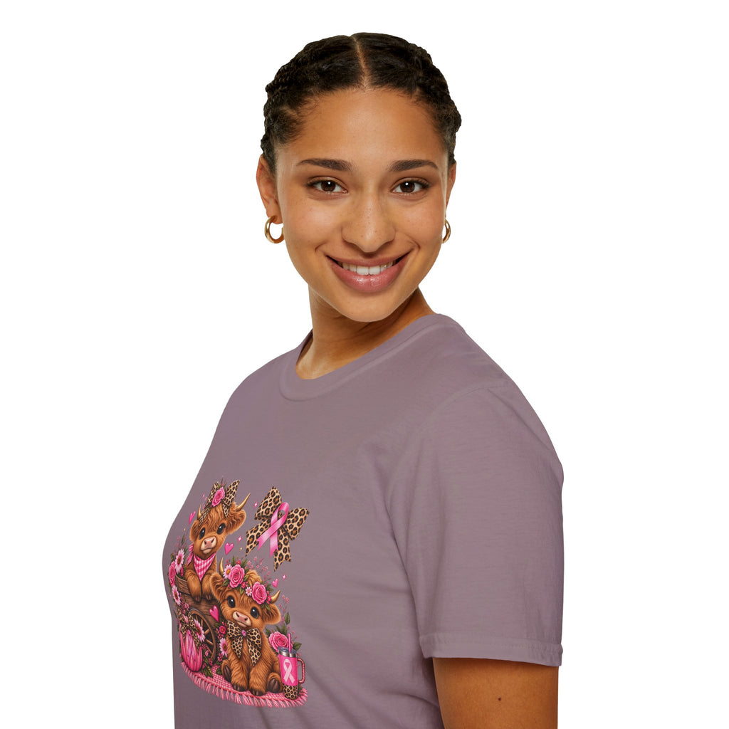 Breast Cancer Awareness Highland Cow T-Shirt