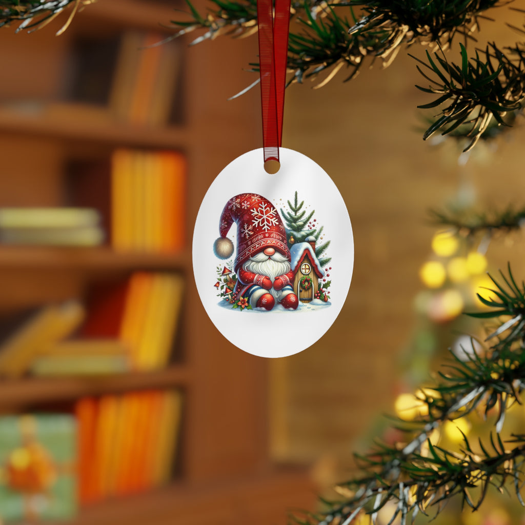 Christmas Gnome Metal Ornament Cute Holiday Tree Decoration