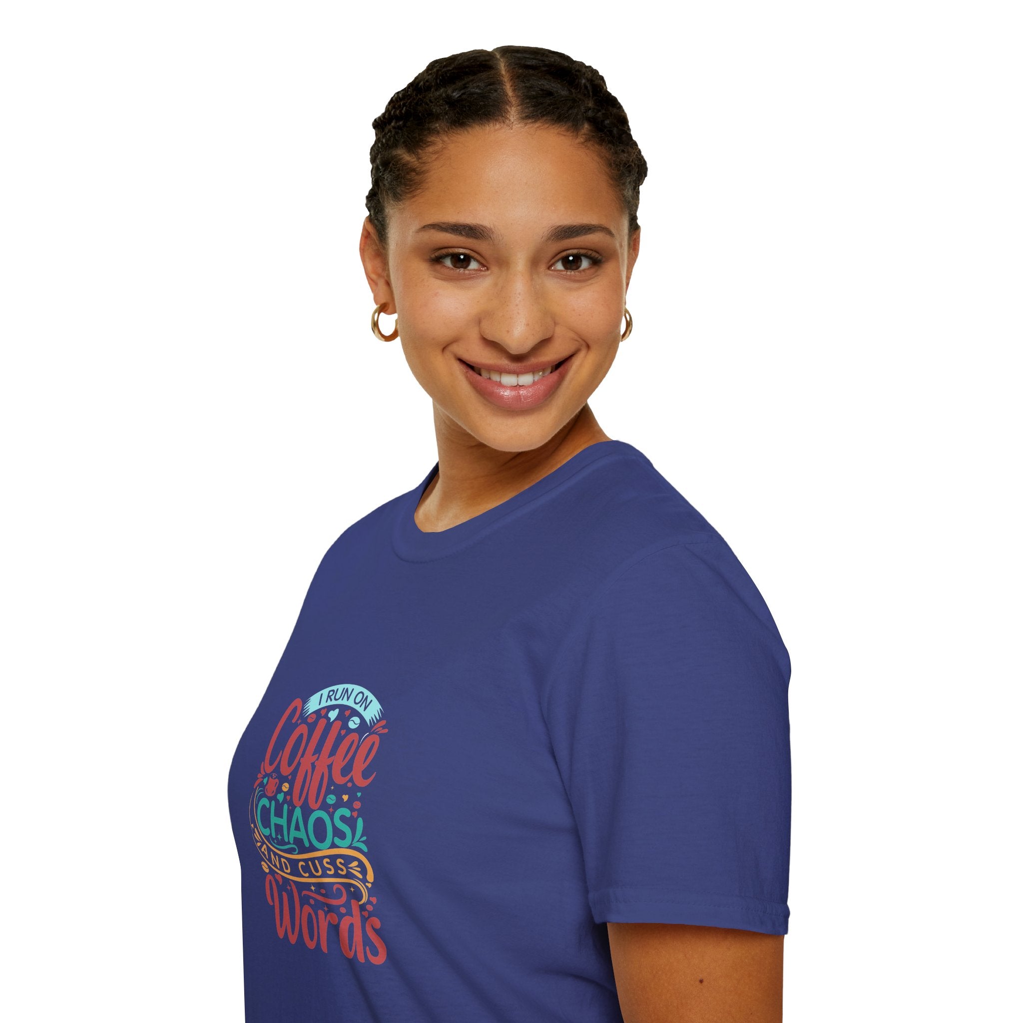 I Run on Coffee Chaos and Cuss Words T-Shirt — Funny Gift for Her Sarcastic Mom Tee