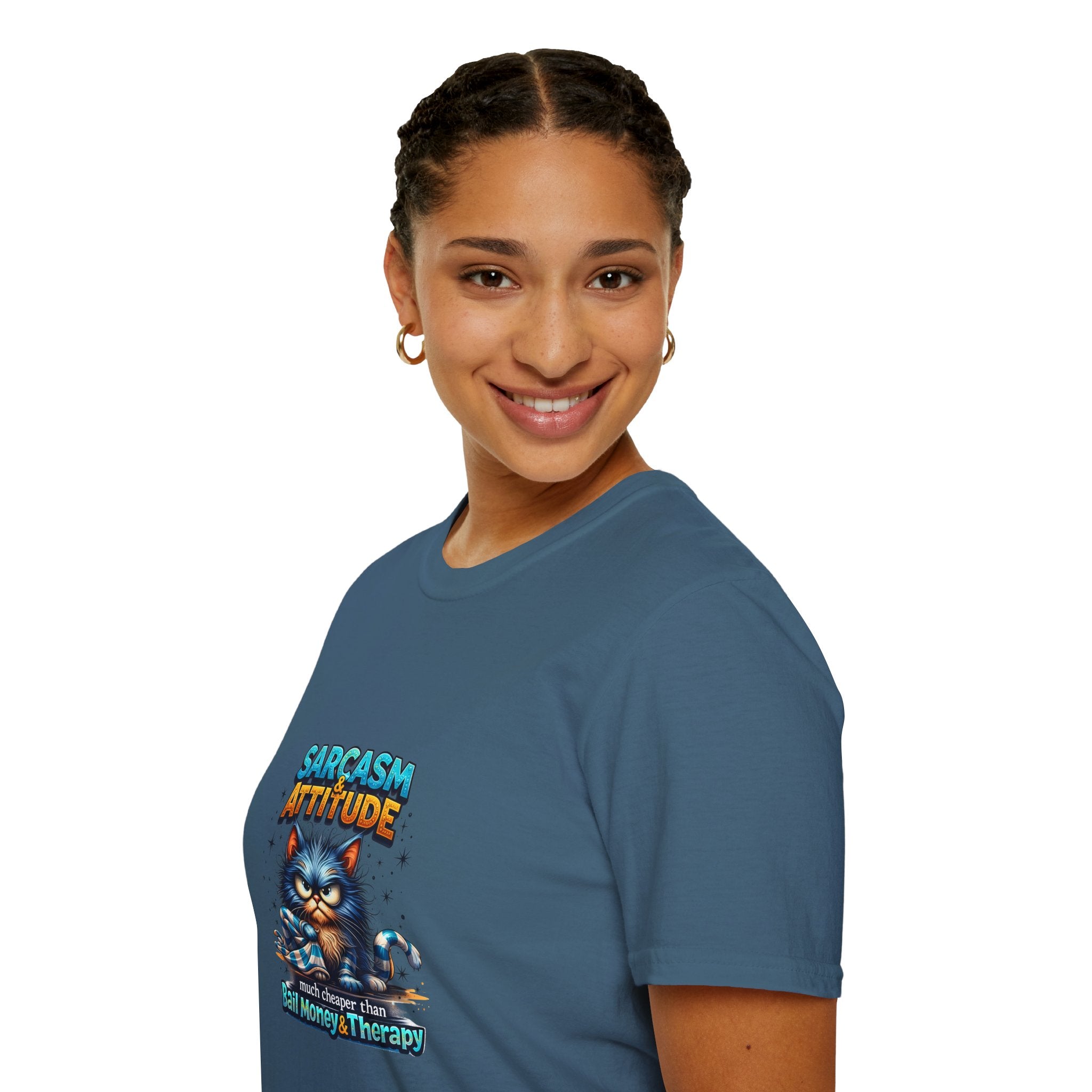 Sarcasm & Attitude Grumpy Cat T-Shirt — Funny Sarcastic Gift for Her Graphic Tee