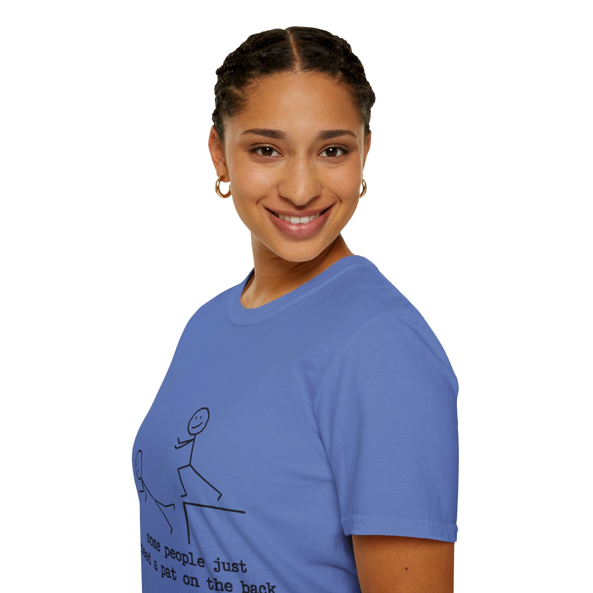 T-Shirt — "Some People Just Need a Pat on the Back" Stick Figure Humor Tee
