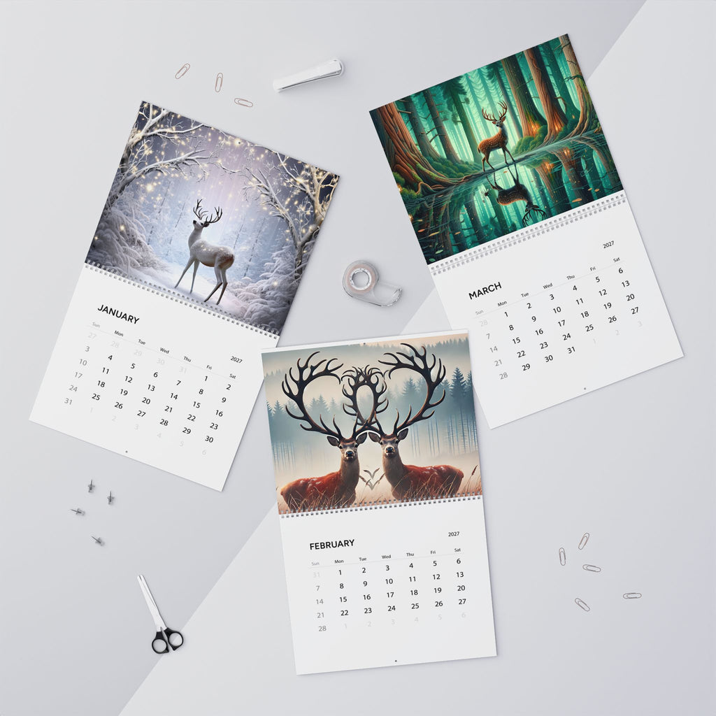 2027 Deer Art Wall Calendar — Scenic Forest & Moonlit Wildlife Monthly Planner