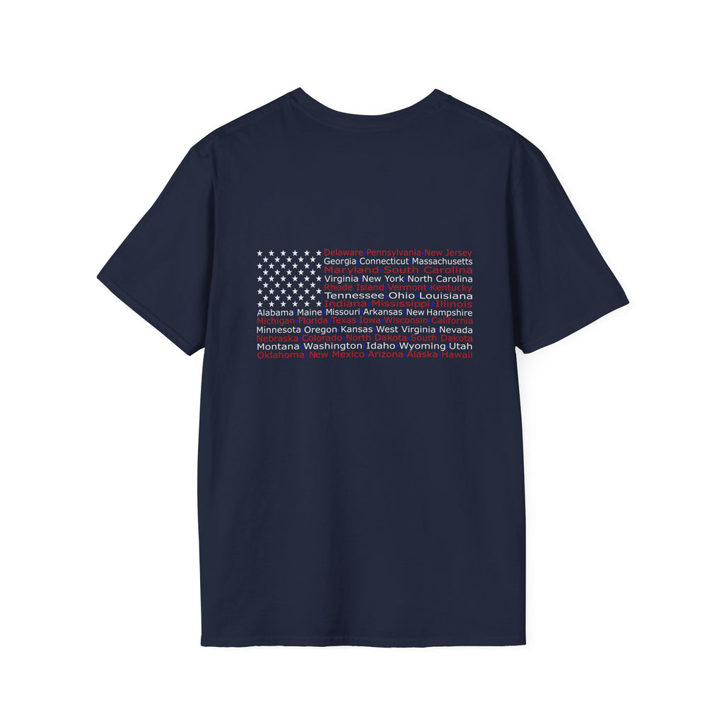 United American Flag T-Shirt — Patriotic Gift for Him Red Chest Graphic Tee